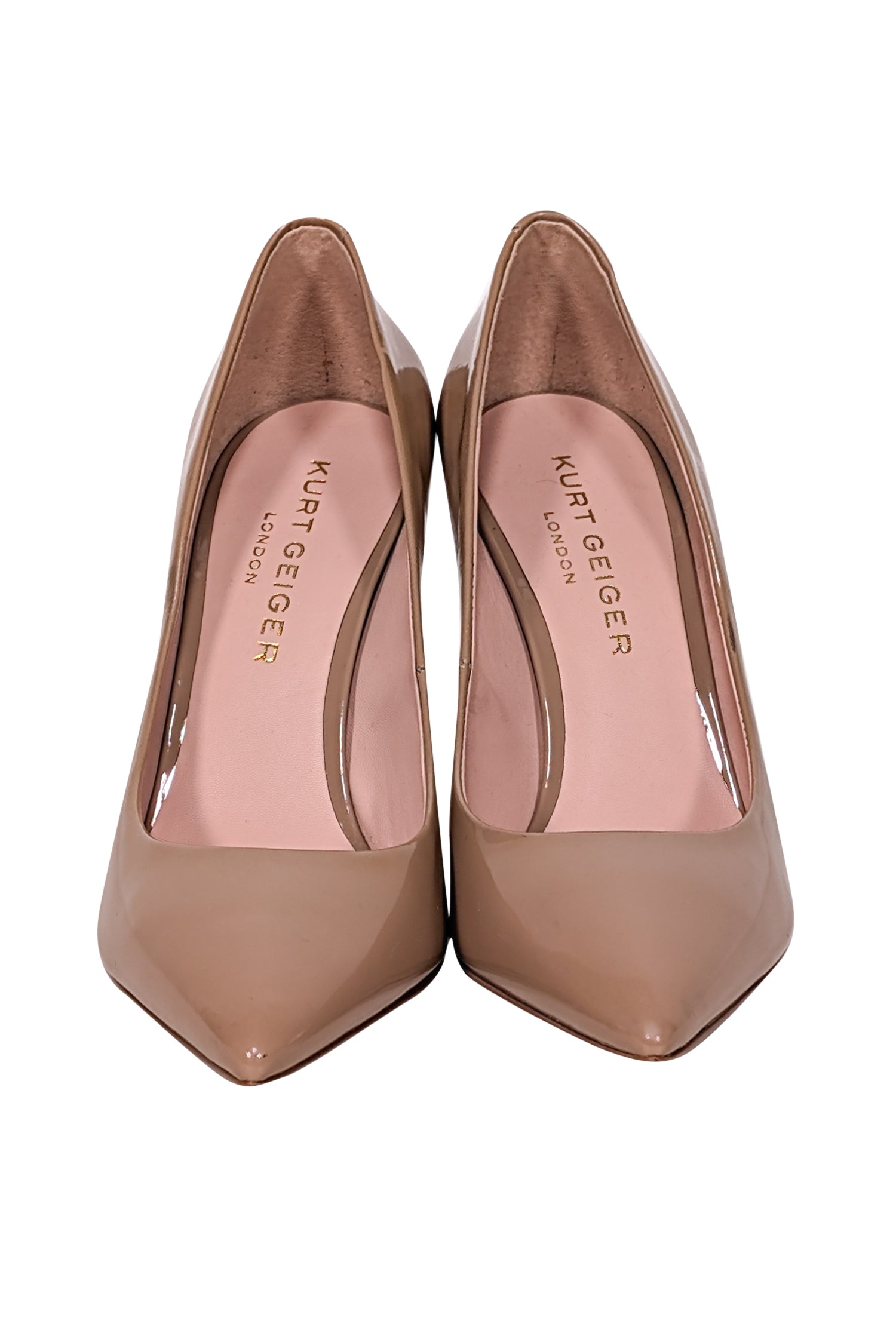 Kurt Geiger Beige Patent Leather Pointed Toe Pumps - Size 7.5 - Elevate Your Style!