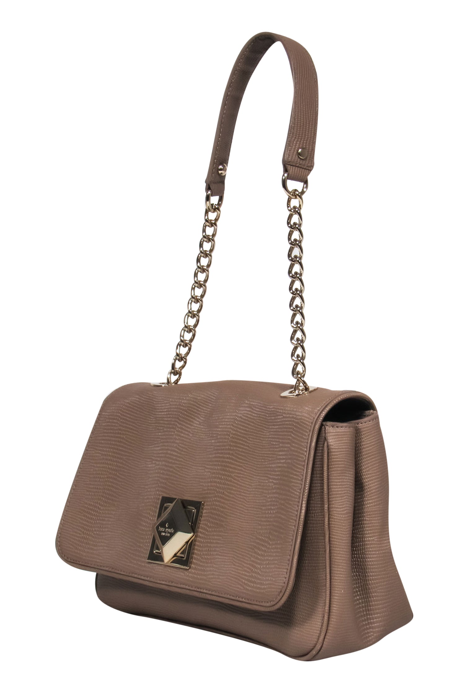 Kate Spade's Stunning Taupe Reptile Textured Leather Shoulder Bag