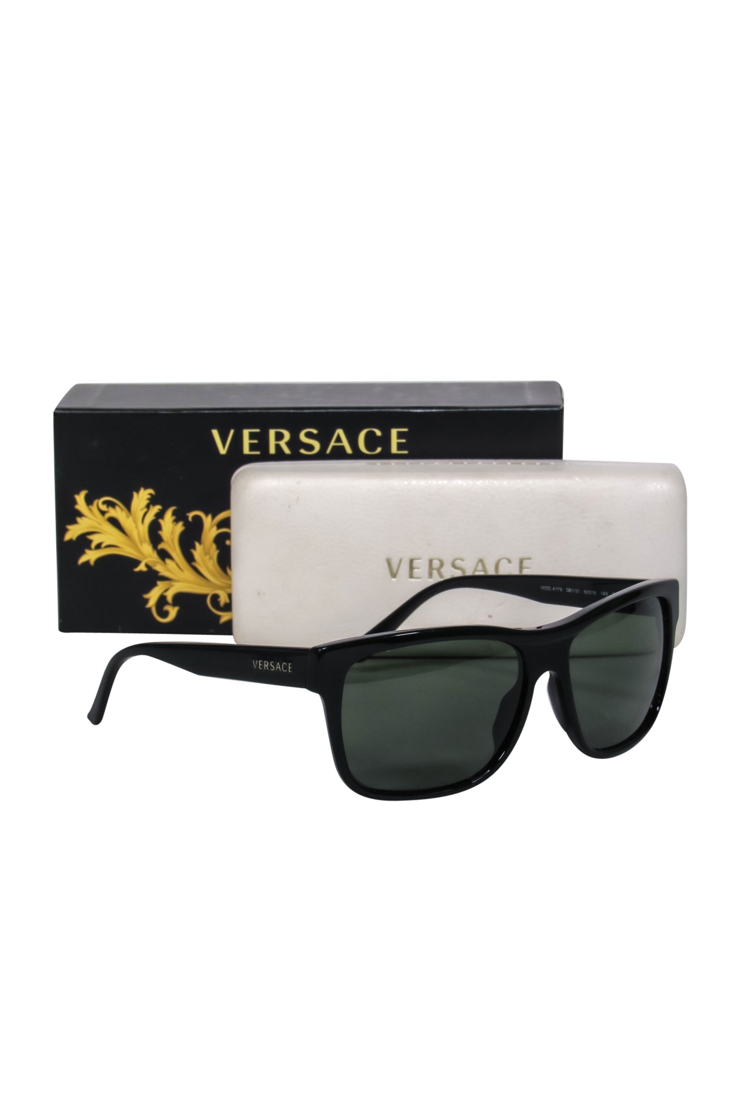 Versace - Stylish Black Rectangular Browline Sunglasses: Elevate Your Look!