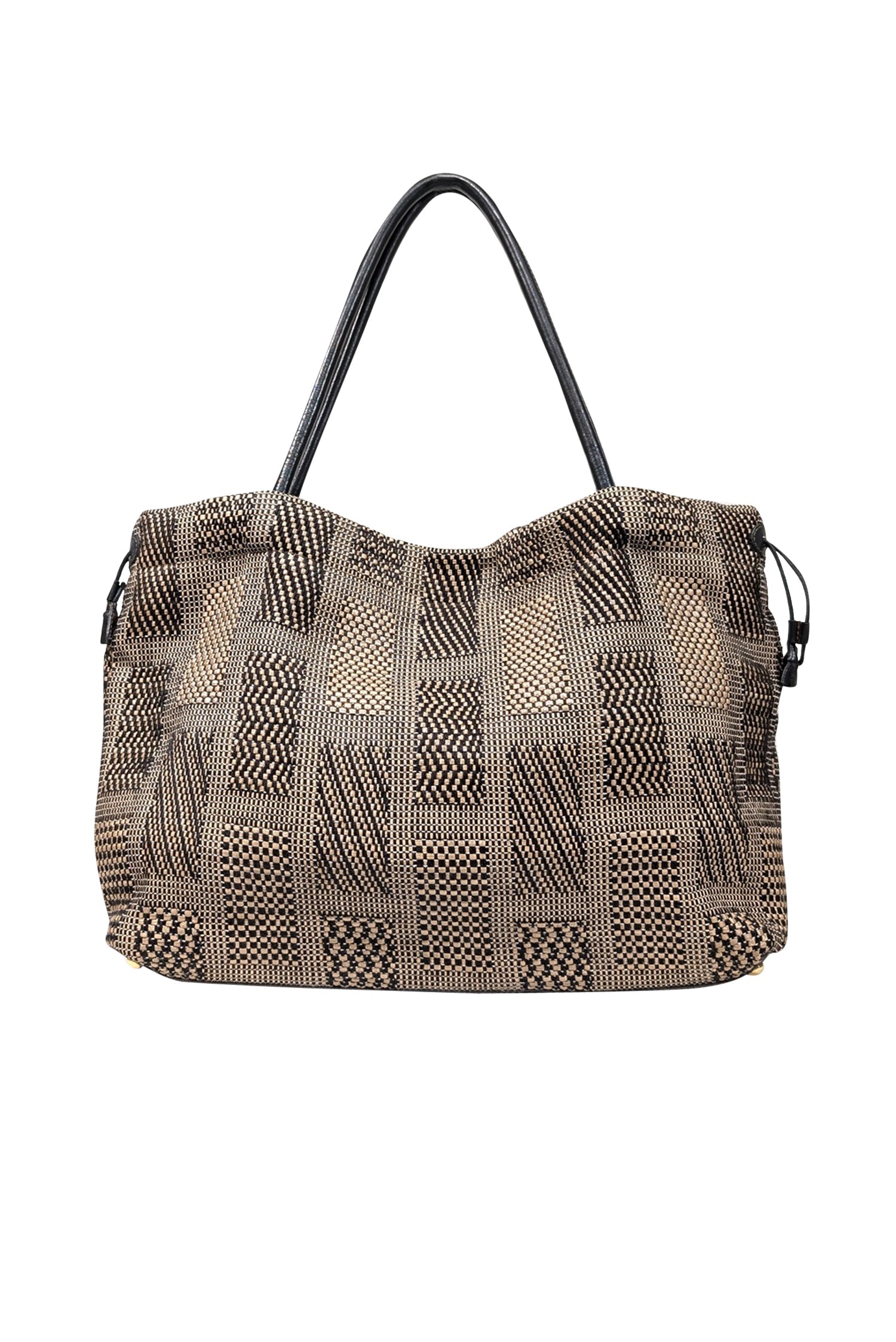 Furla - Stunning Beige & Black Woven Print Tote Bag