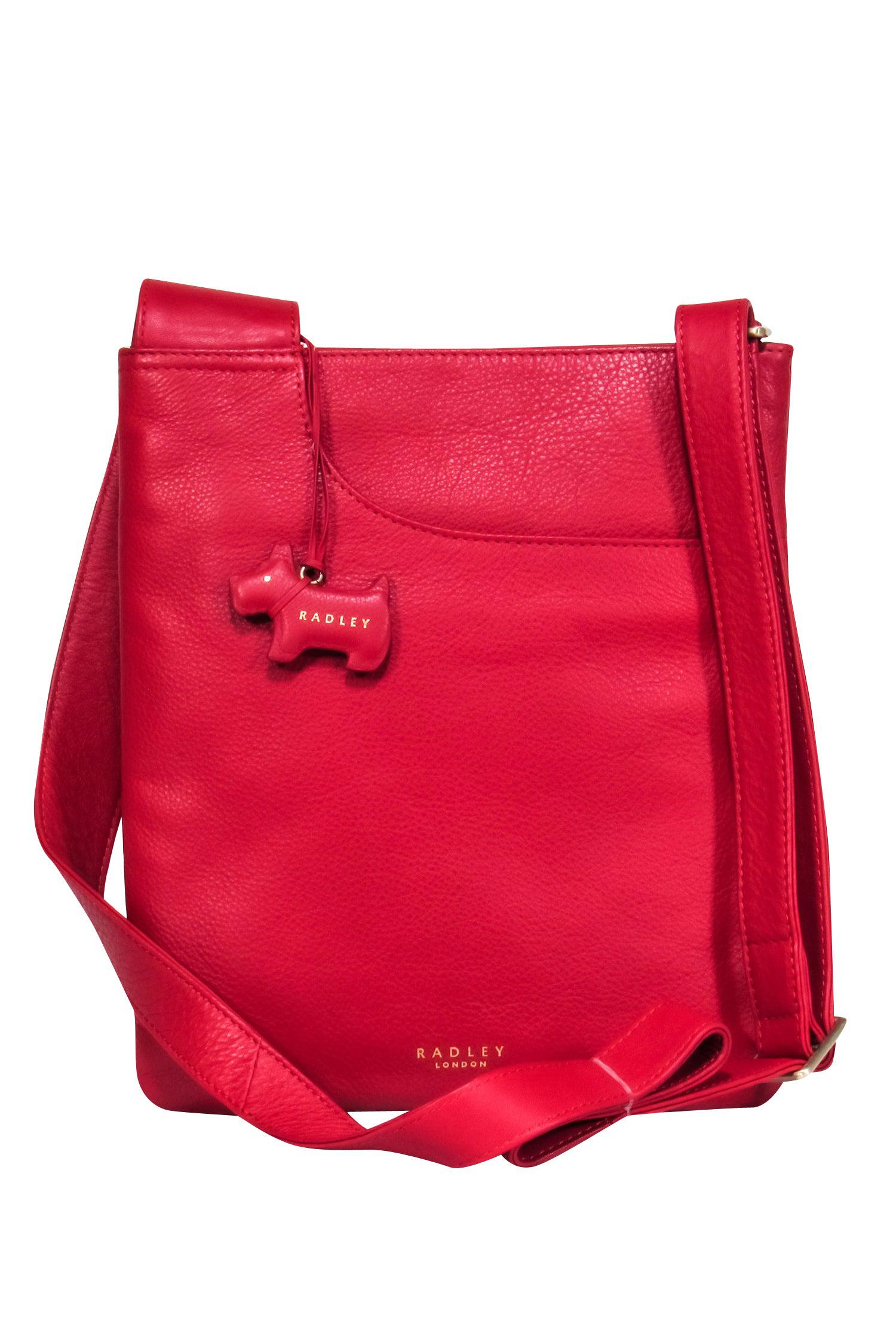 Radley London - Stunning Red Leather Shoulder Bag with Adorable Dog Logo Charm