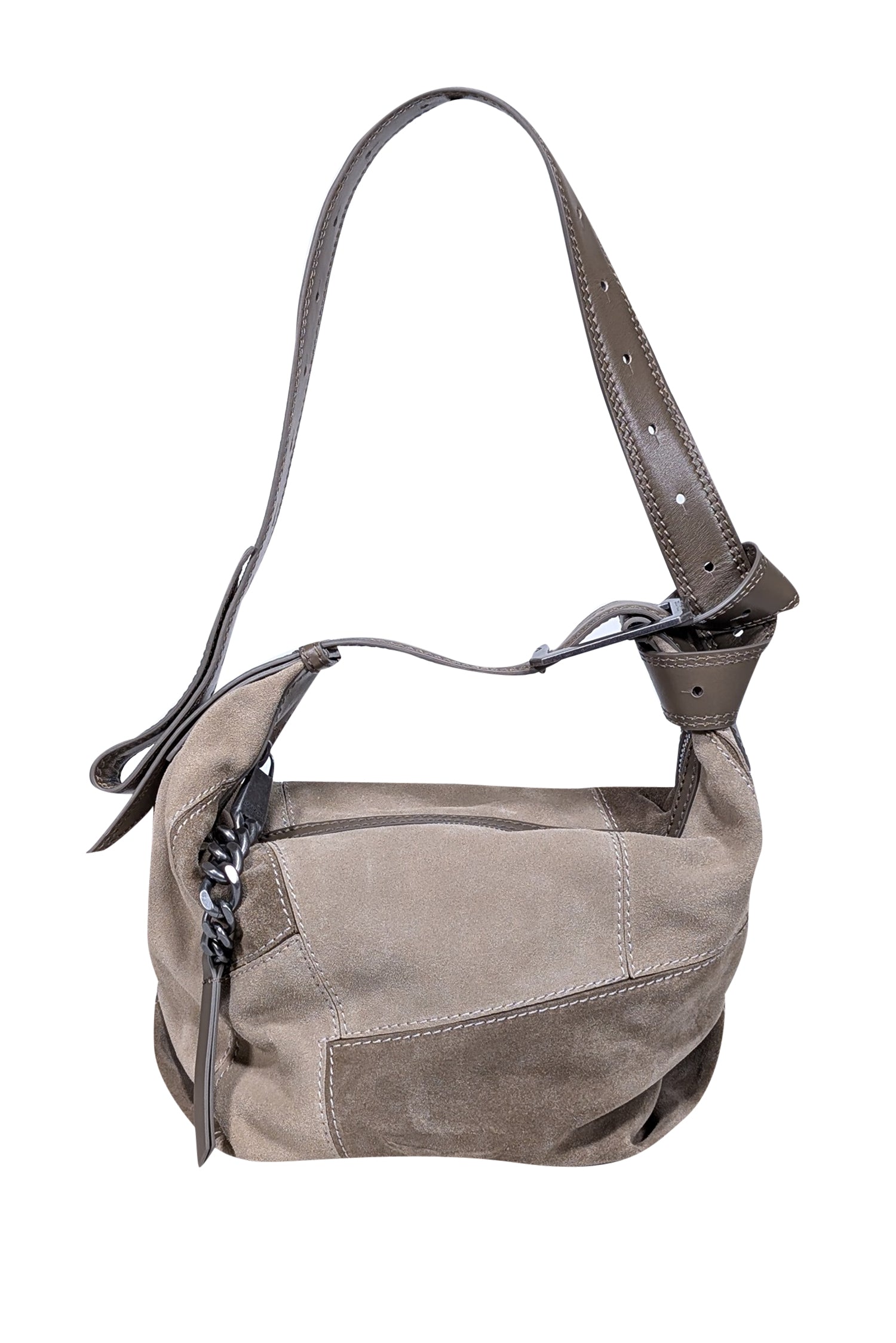 Zadig & Voltaire - Edgy Beige Suede Patchwork La Cecilia Shoulder Bag