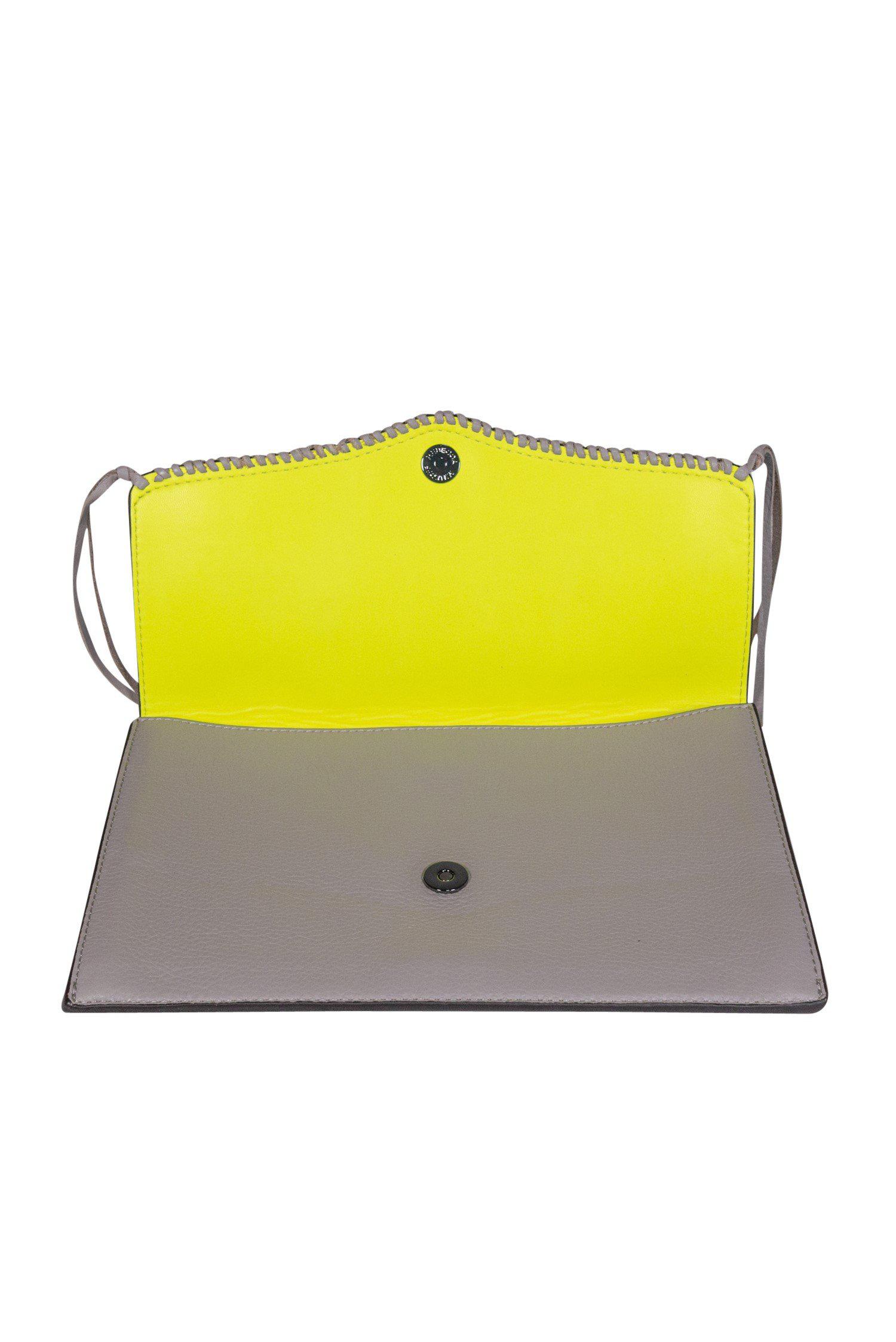 Rebecca Minkoff's Stylish Gray Envelope Clutch with Lacing