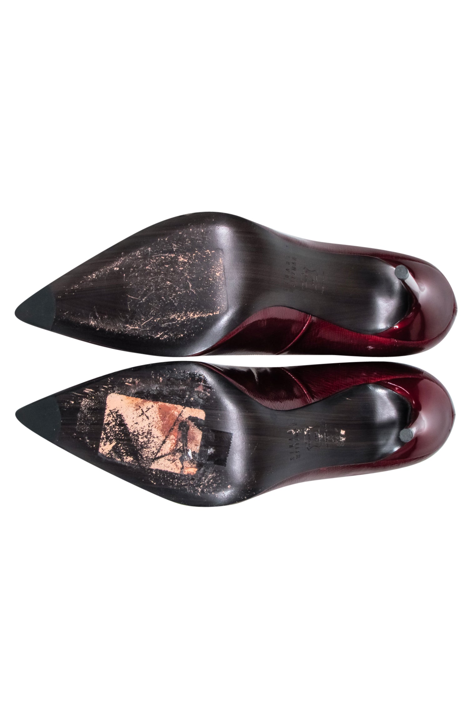 Stuart Weitzman Maroon Textured Leather Pointed Toe Pumps - Size 8.5 - Elevate Your Style Now!