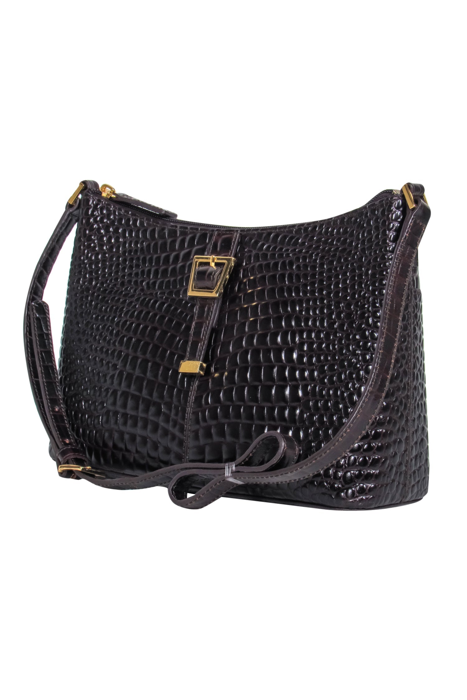Etienne Aigner Brown Reptile Textured Leather Shoulder Purse - A Timeless Elegance
