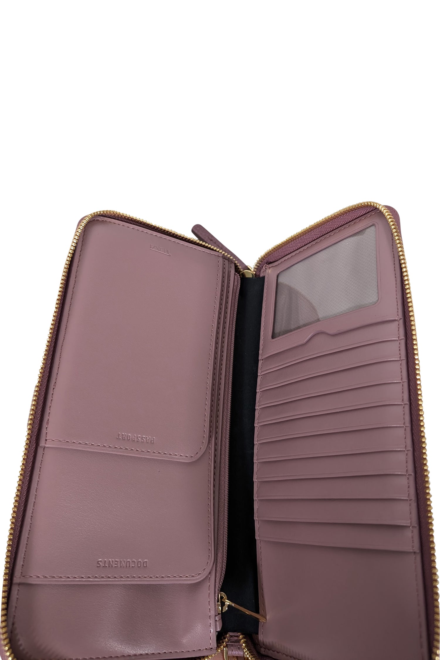 Tumi's Enchanting Lavender Iridescent Leather Zipper Wallet