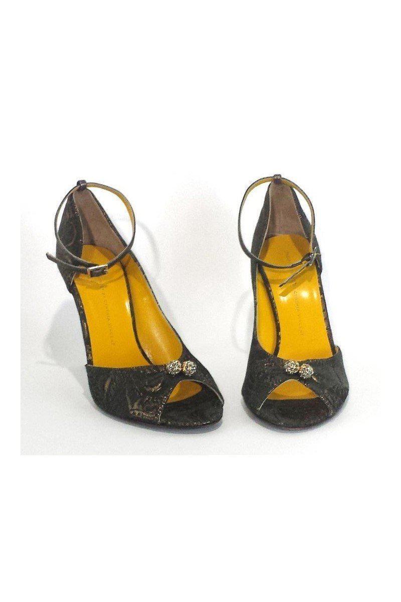 Twelfth Street by Cynthia Vincent - Stunning Green & Gold Metallic Peep Toe Pumps, Size 8