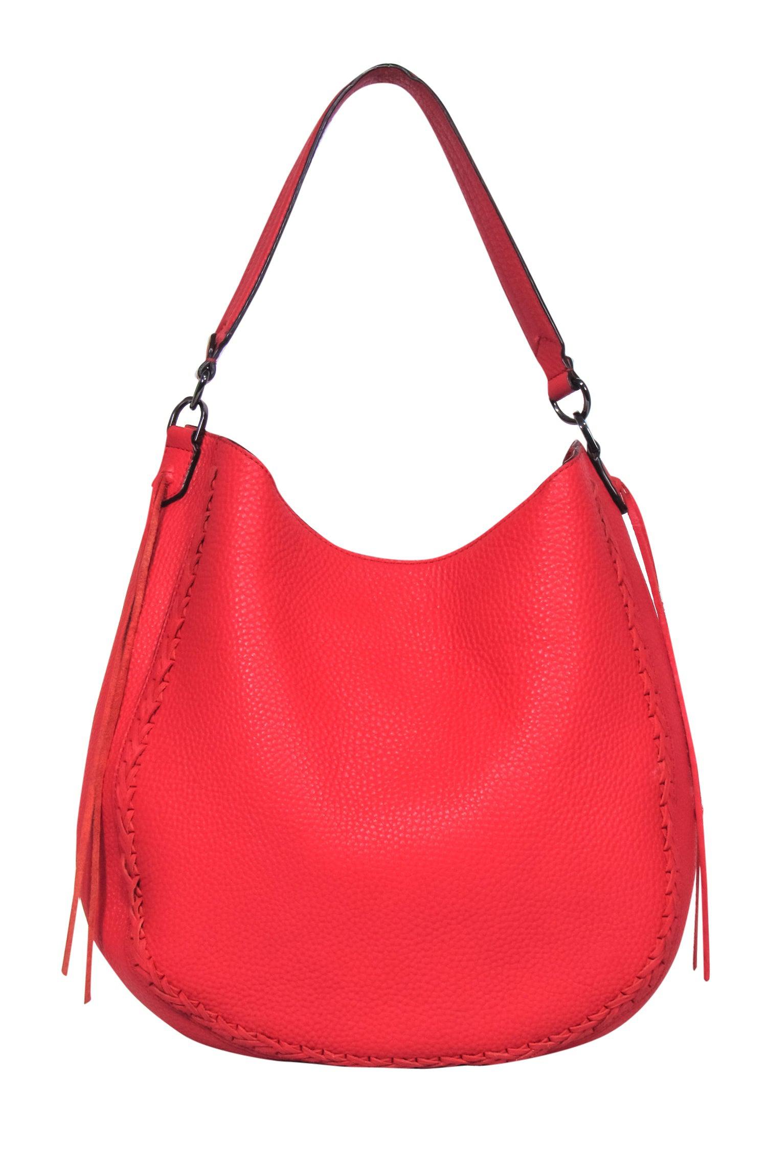 Rebecca Minkoff's Stunning Red Pebbled Leather Large Shoulder Bag - Make a Statement!