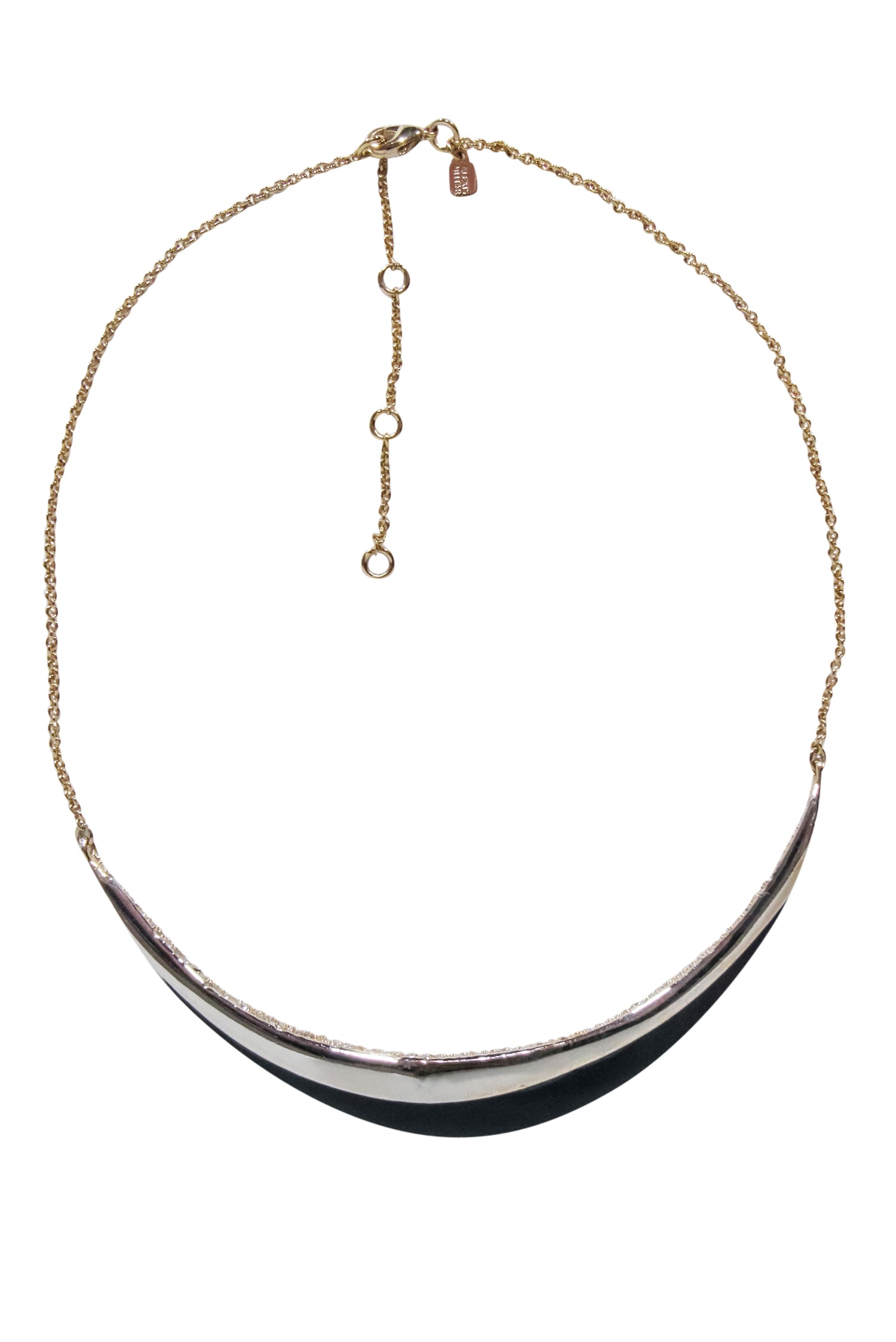 Alexis Bittar - Enchanting Black Lucite Crescent Necklace with Rhinestone Details