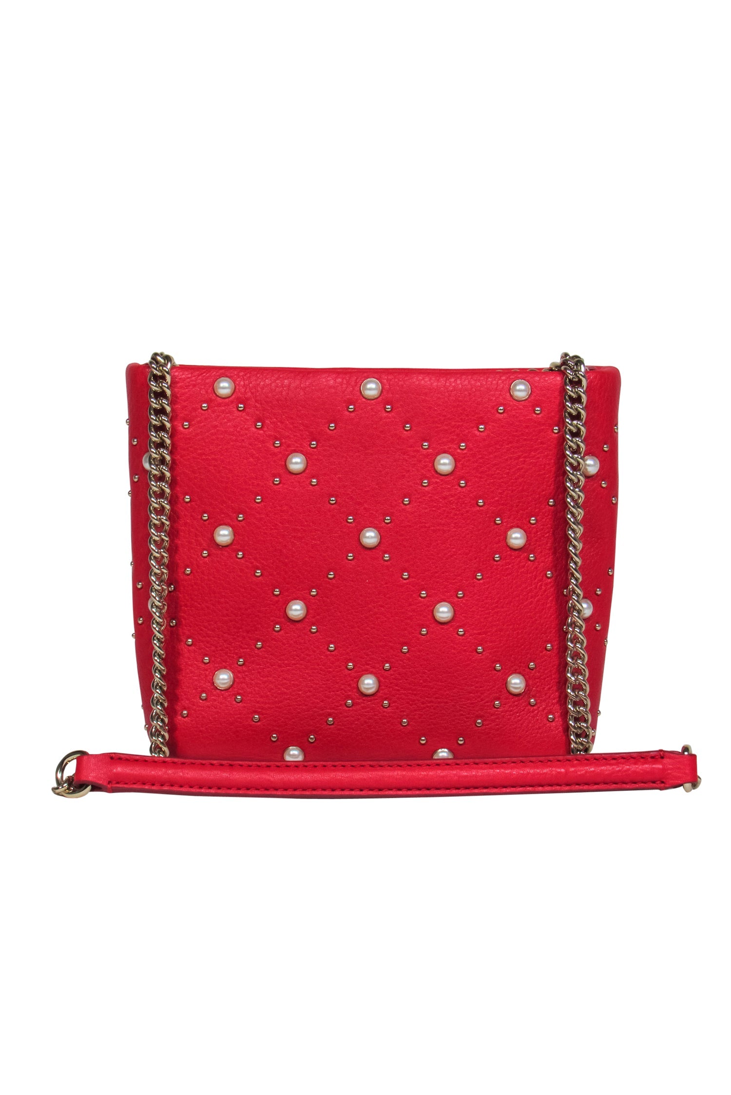 Kate Spade Red Leather Pearl-Accented Crossbody: A Chic Fashion Statement