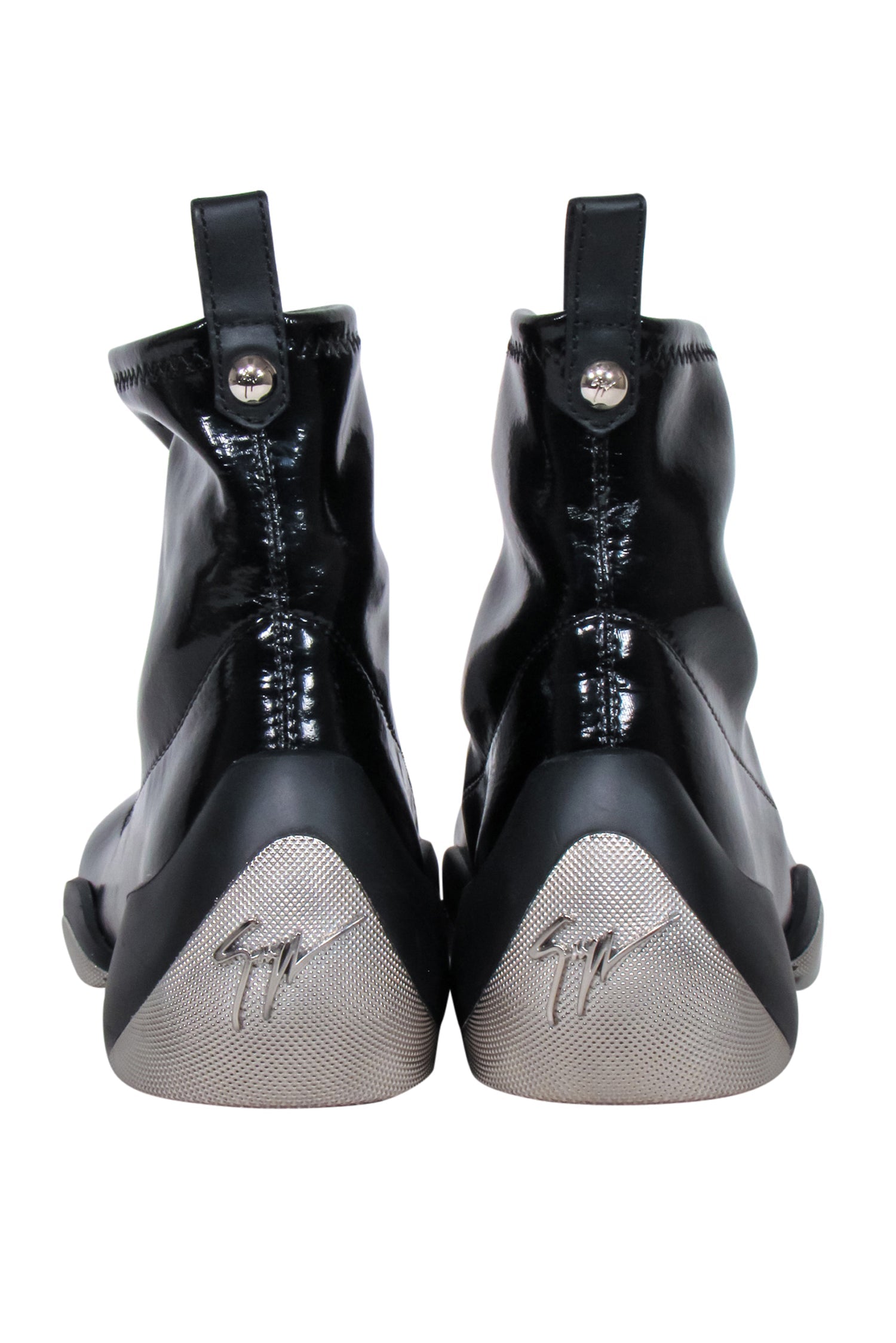 Giuseppe Zanotti Black Patent Leather Slip-on Short Boots - Size 7