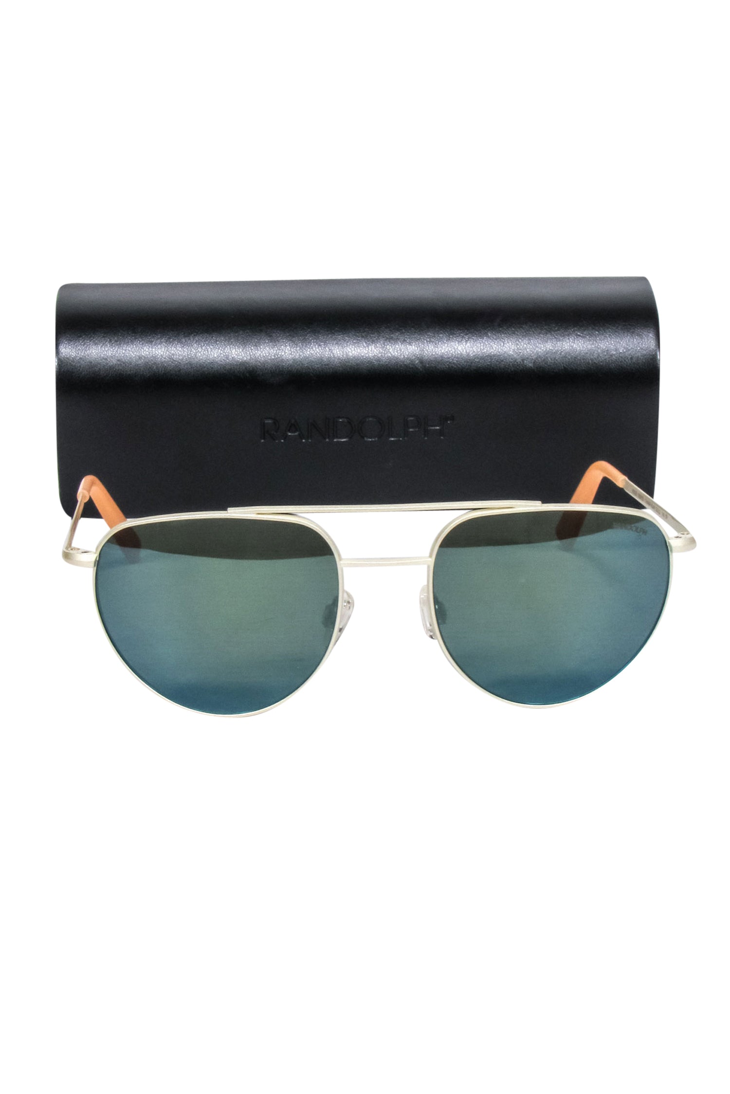 Randolph Gold Frame Aviator Sunglasses with Stunning Blue Lenses