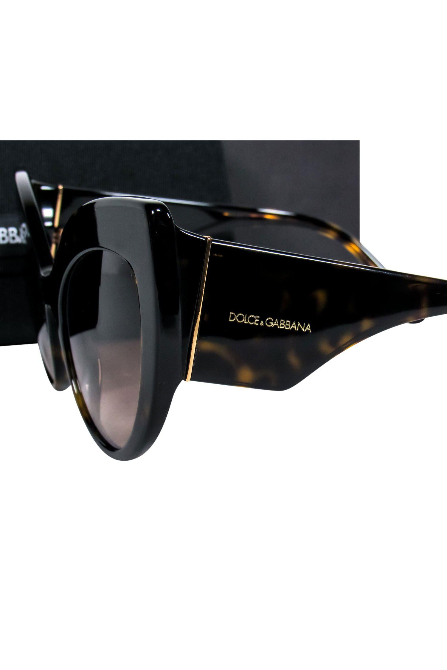 Dolce & Gabbana - Stylish Dark Brown Tortoise Shell Oversized Cat Eye Sunglasses