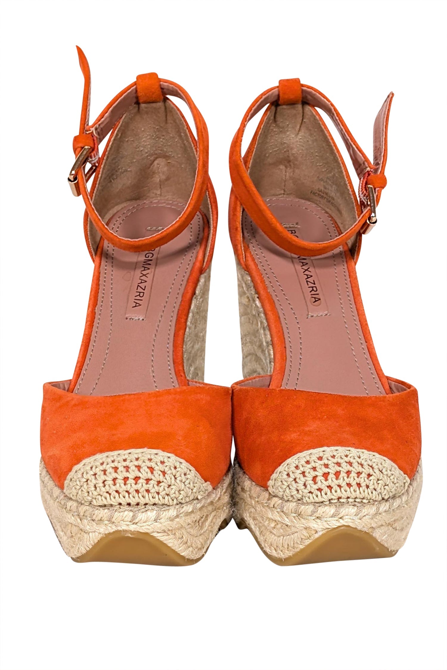 BCBG Max Azria Orange Suede Espadrille Wedges - Size 7 for Summer Style