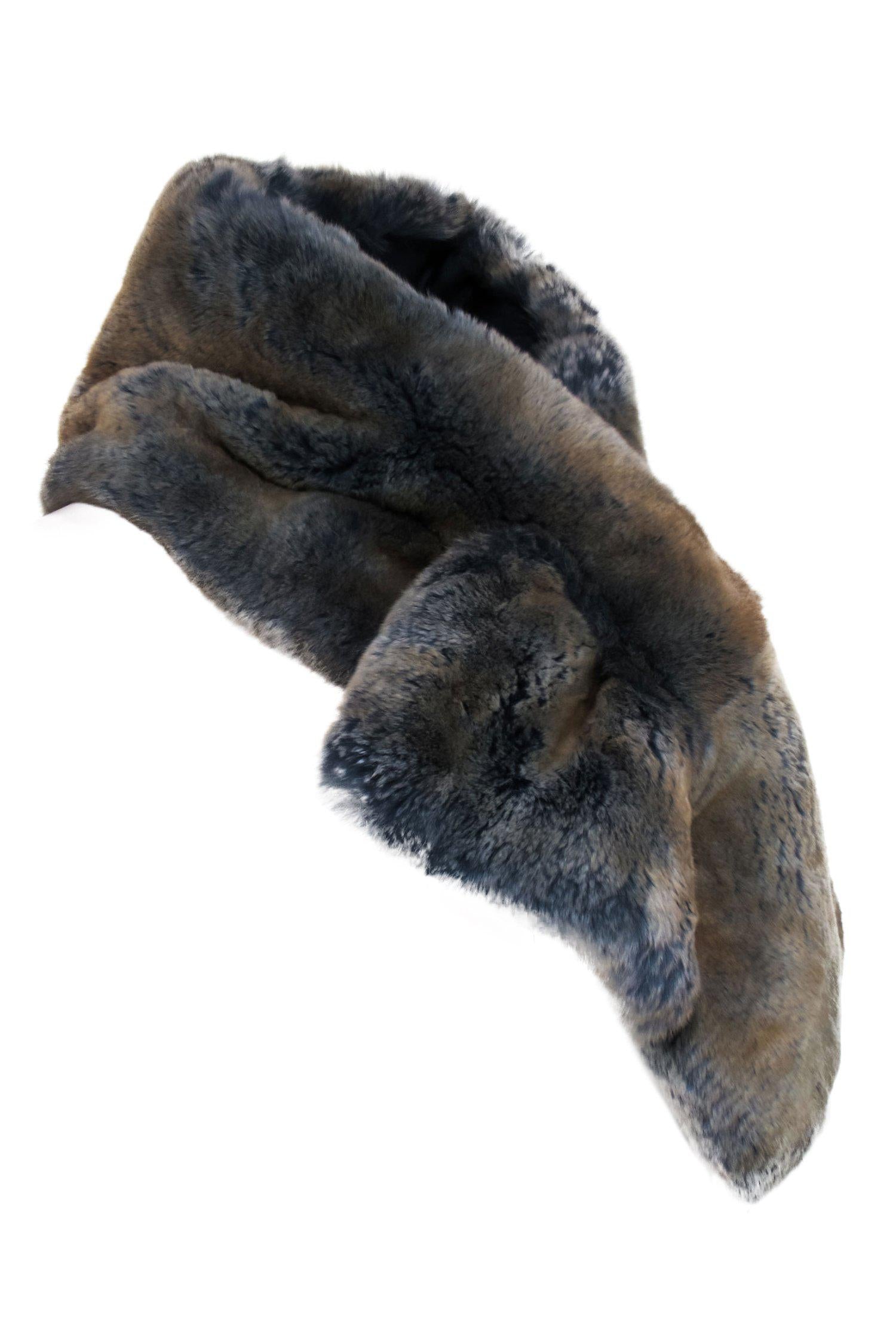 Billy Reid's Stunning Navy & Brown Two-Tone Faux Fur Scarf