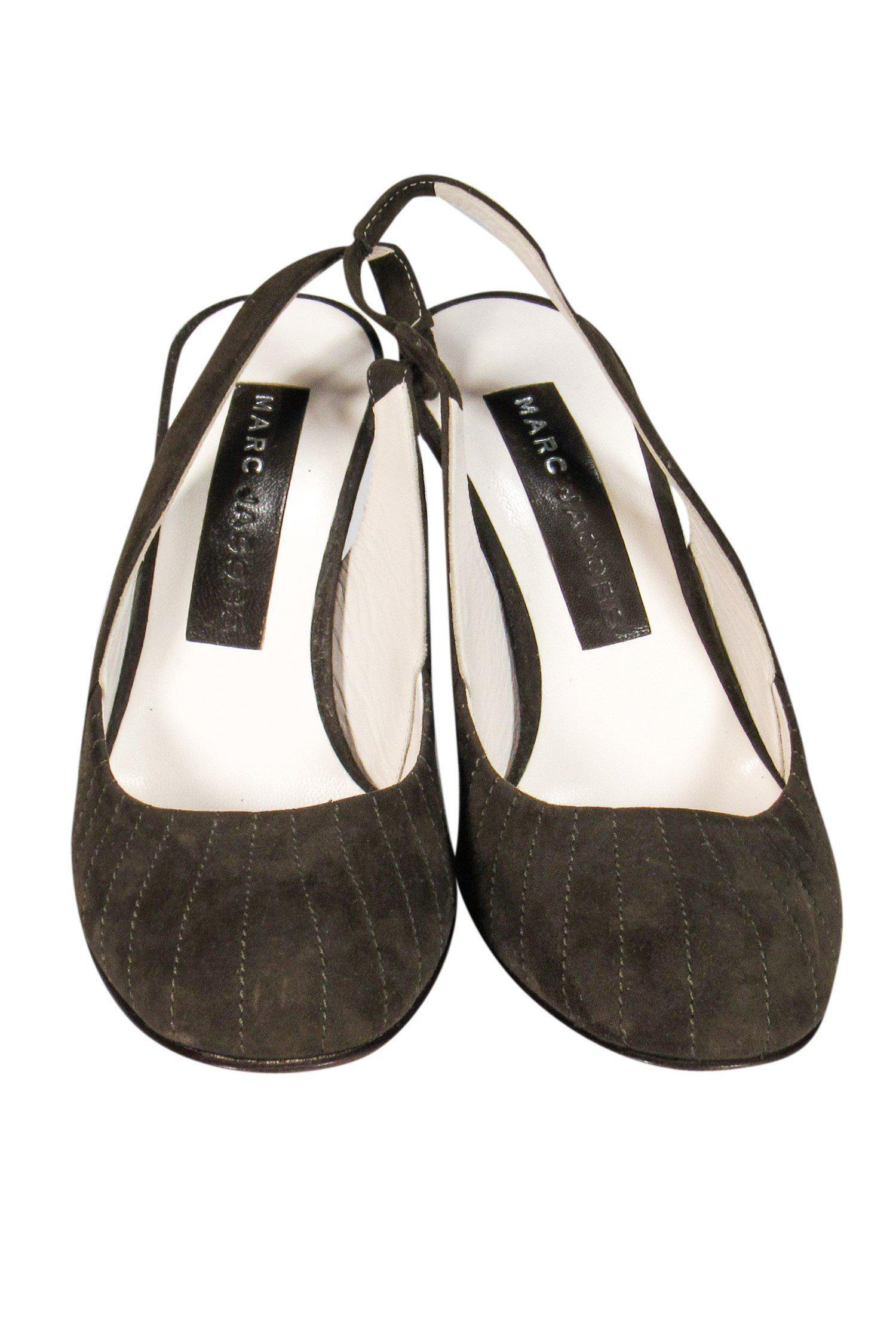 Marc Jacobs Brown Suede Slingback Stitched Heels - Size 6
