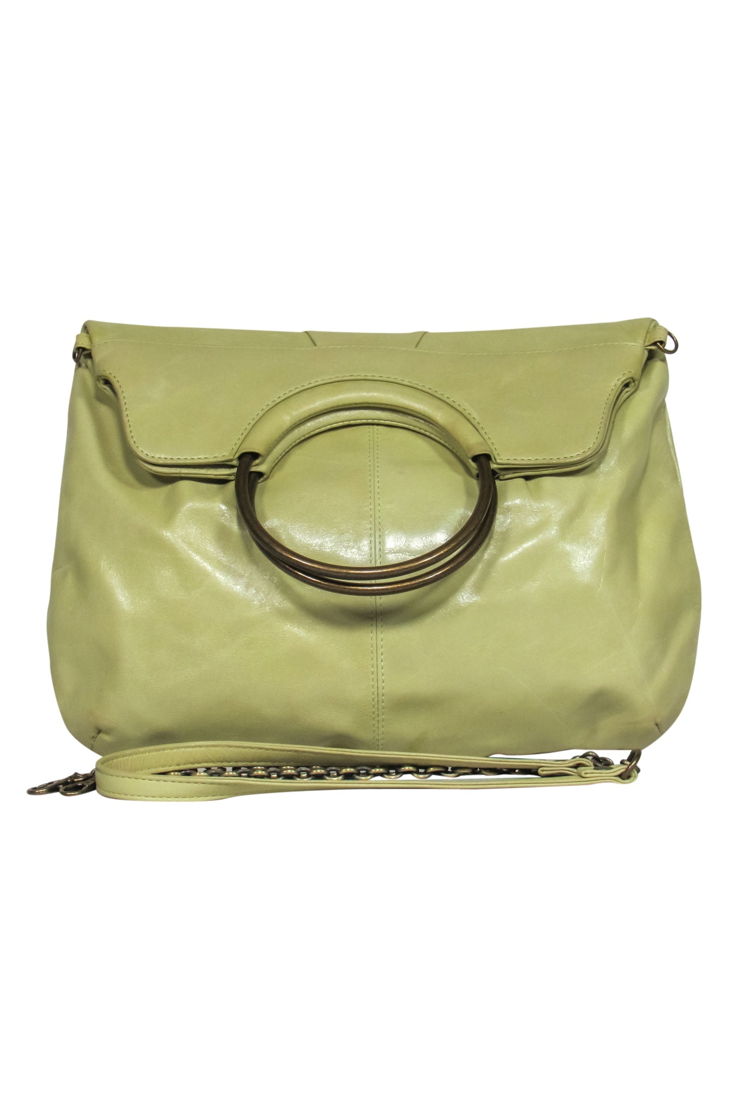 Hobo International - Charming Pale Green Convertible Leather Crossbody Bag with Ring Handles