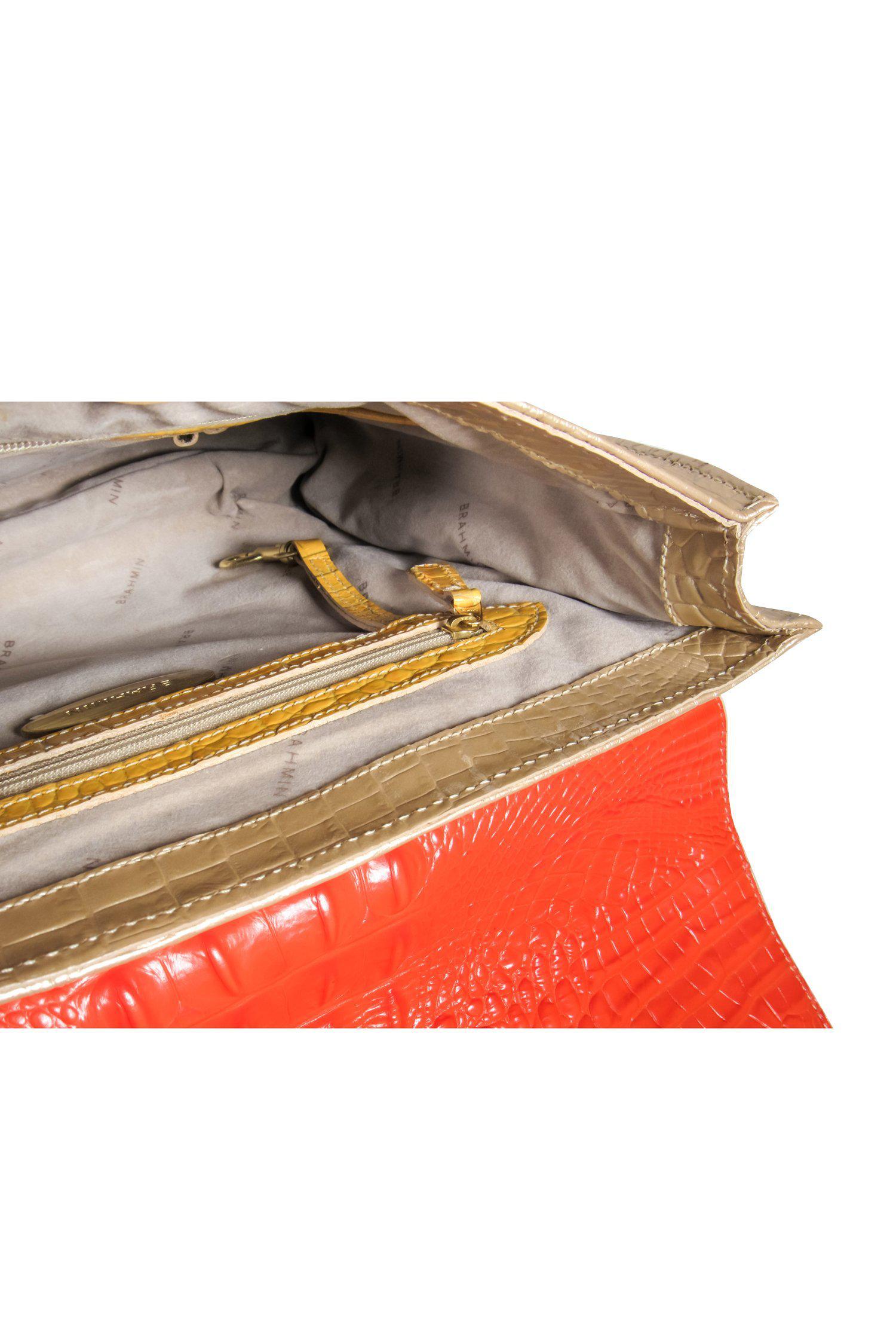 Brahmin - Stunning Gold, Orange & Yellow Colorblocked Crocodile Embossed Crossbody Bag