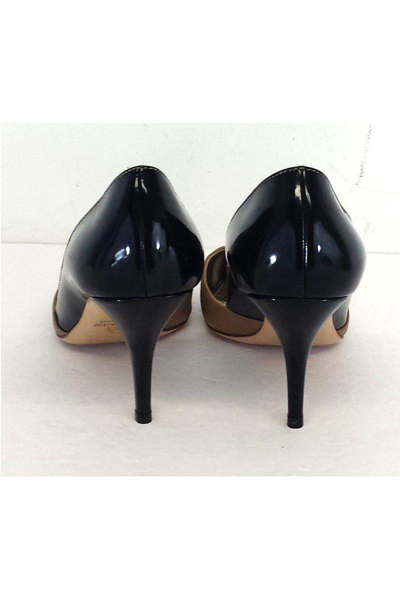 Lanvin Tan & Black Patent Leather Colorblock Heels - Size 11 - Irresistible Italian Elegance