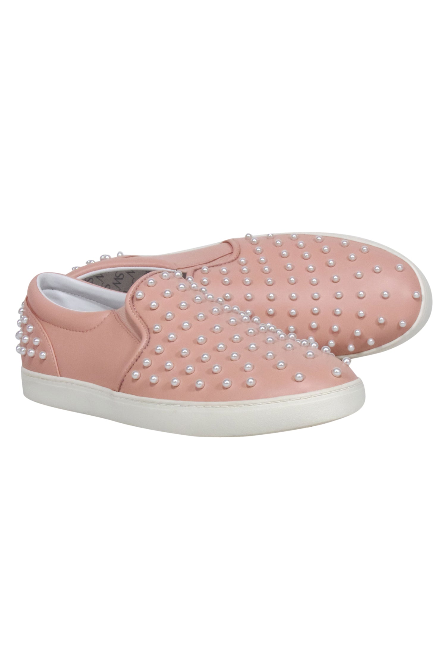 Stuart Weitzman Blush Pink Pearl-Trim Slip-On Flats - Size 11.5