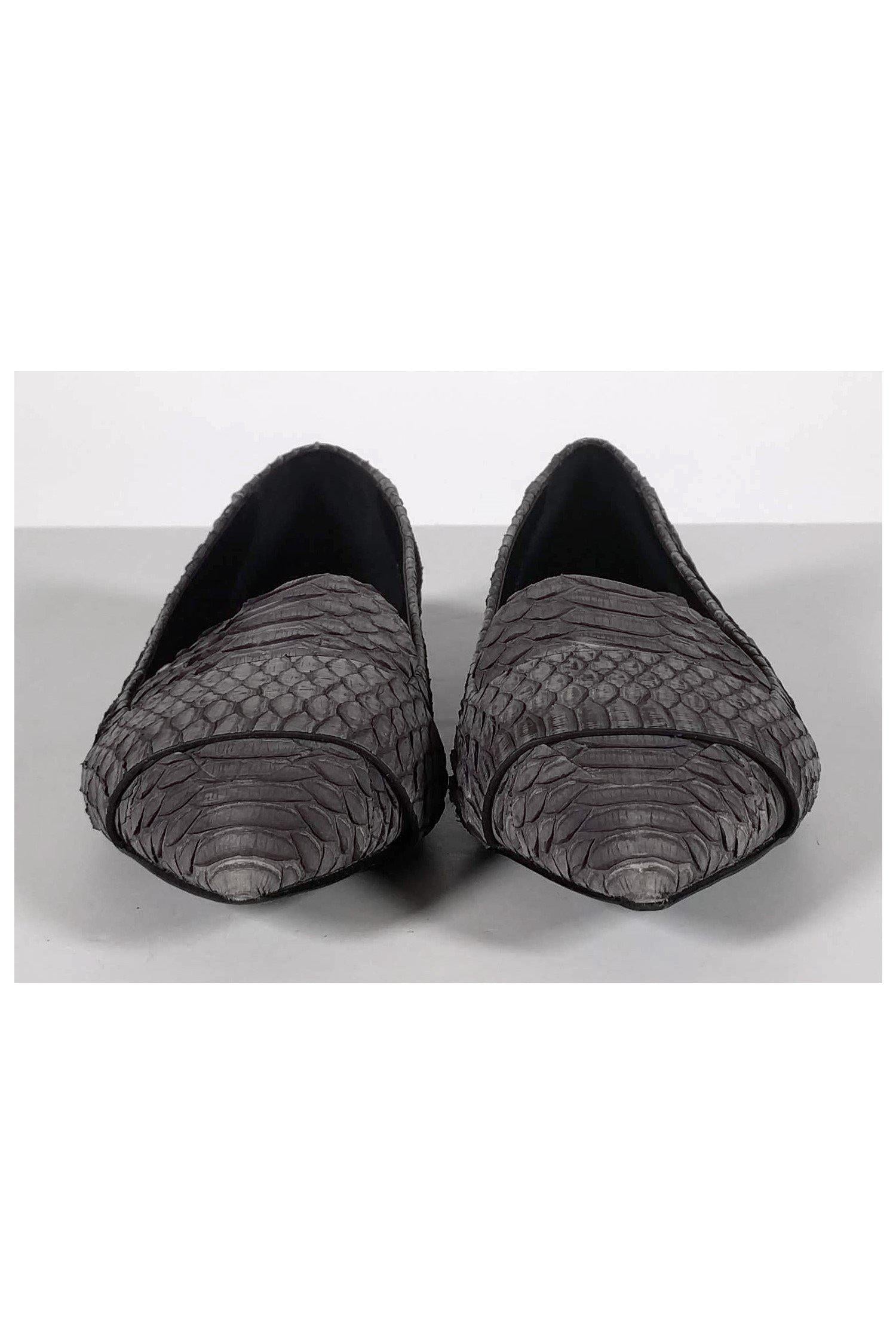 Aerin Grey Faux Snakeskin Flats - Size 7: Stylish and Versatile!