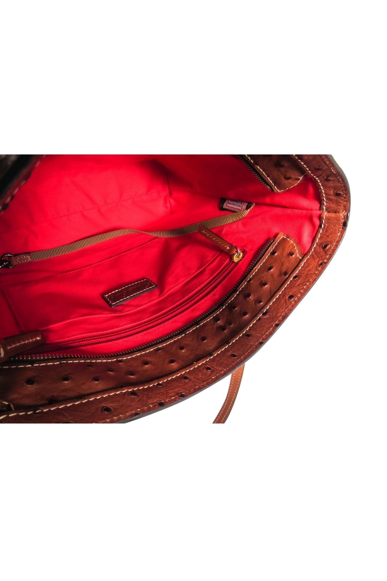 Dooney & Bourke - Stunning Brown Ostrich Leather Shoulder Zipper Tote