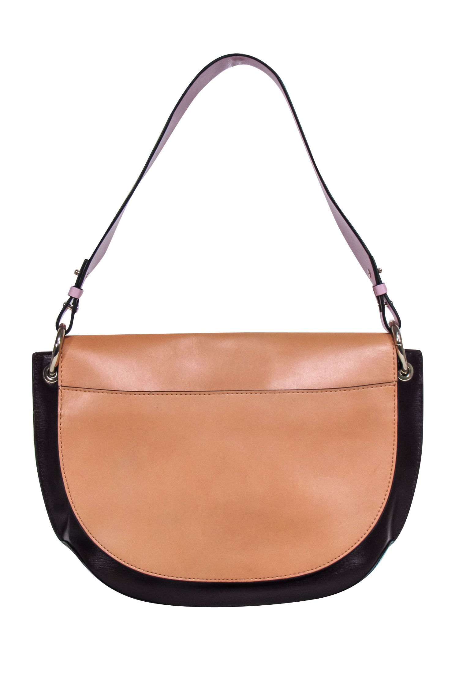 Ganni Tri-Color Shoulder Bag: Tan, Maroon & Pink