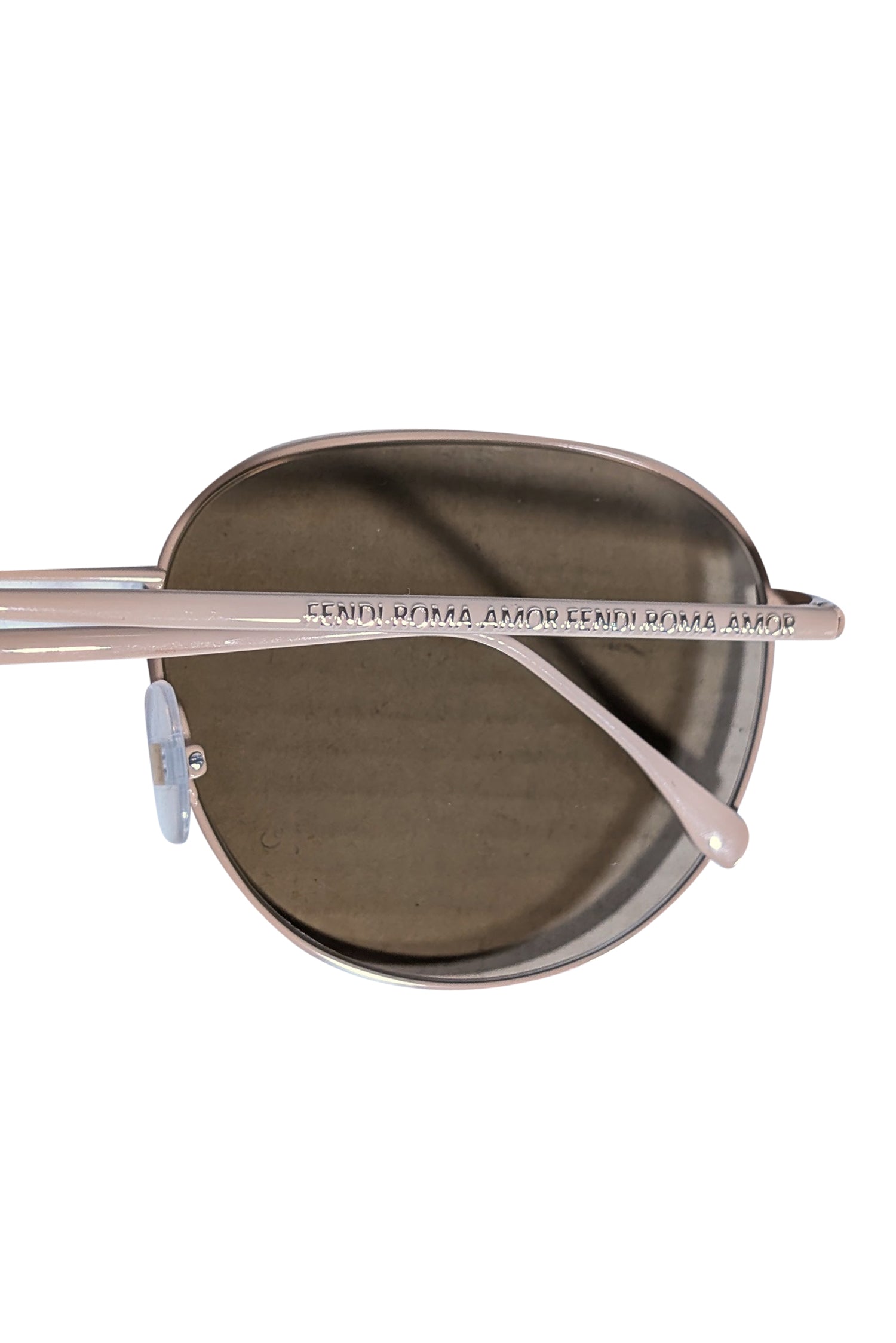 Fendi Beige Aviator Sunglasses with Striking Logo Font Lenses