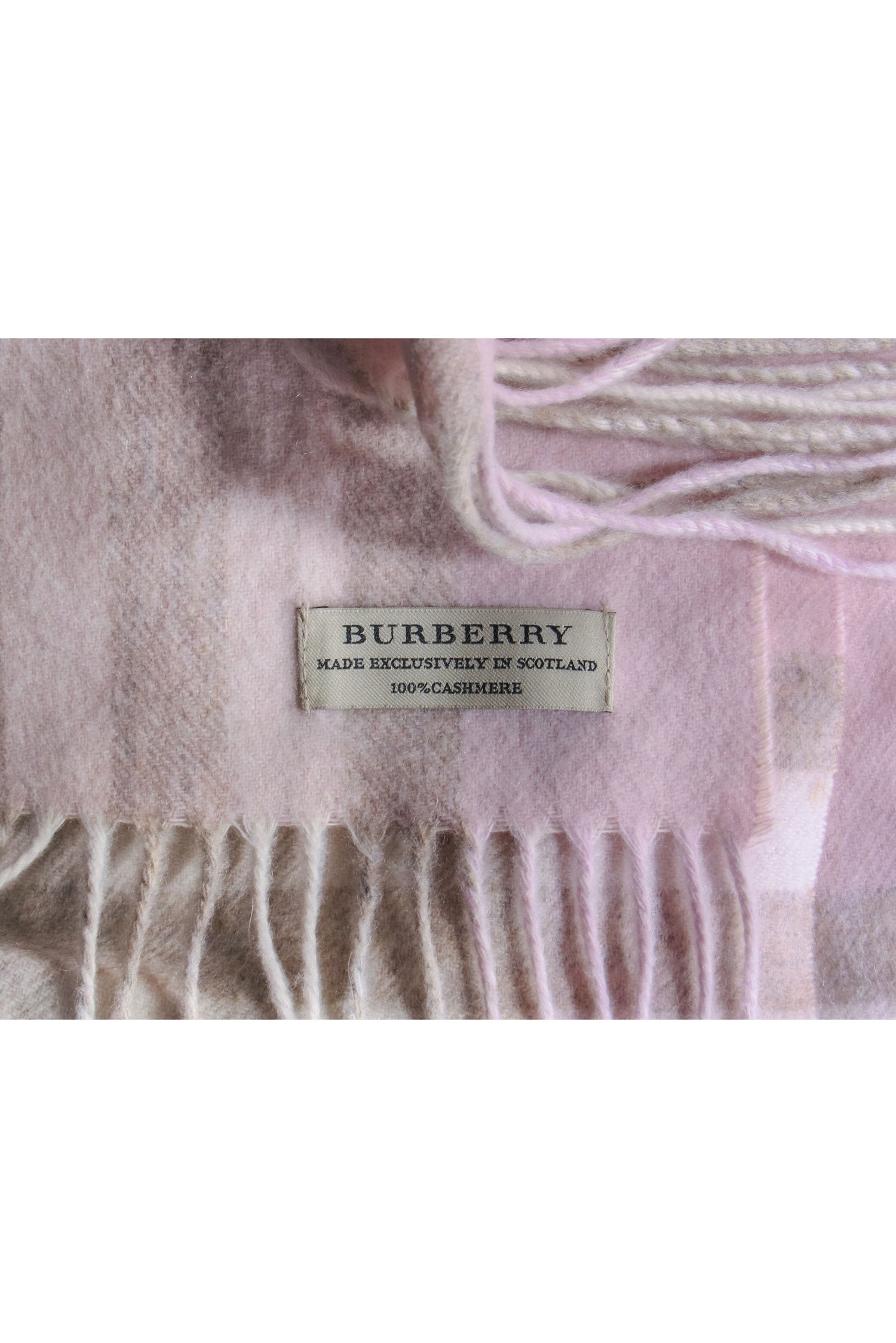 Burberry Blush & Beige Wide Plaid Fringe Scarf: A Chic Fashion Statement