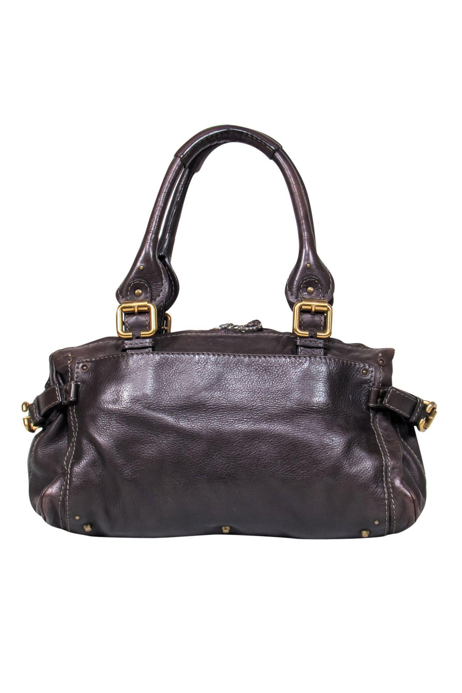 Chloe - Stylish Brown Leather Large Handbag with Lock and Chain
