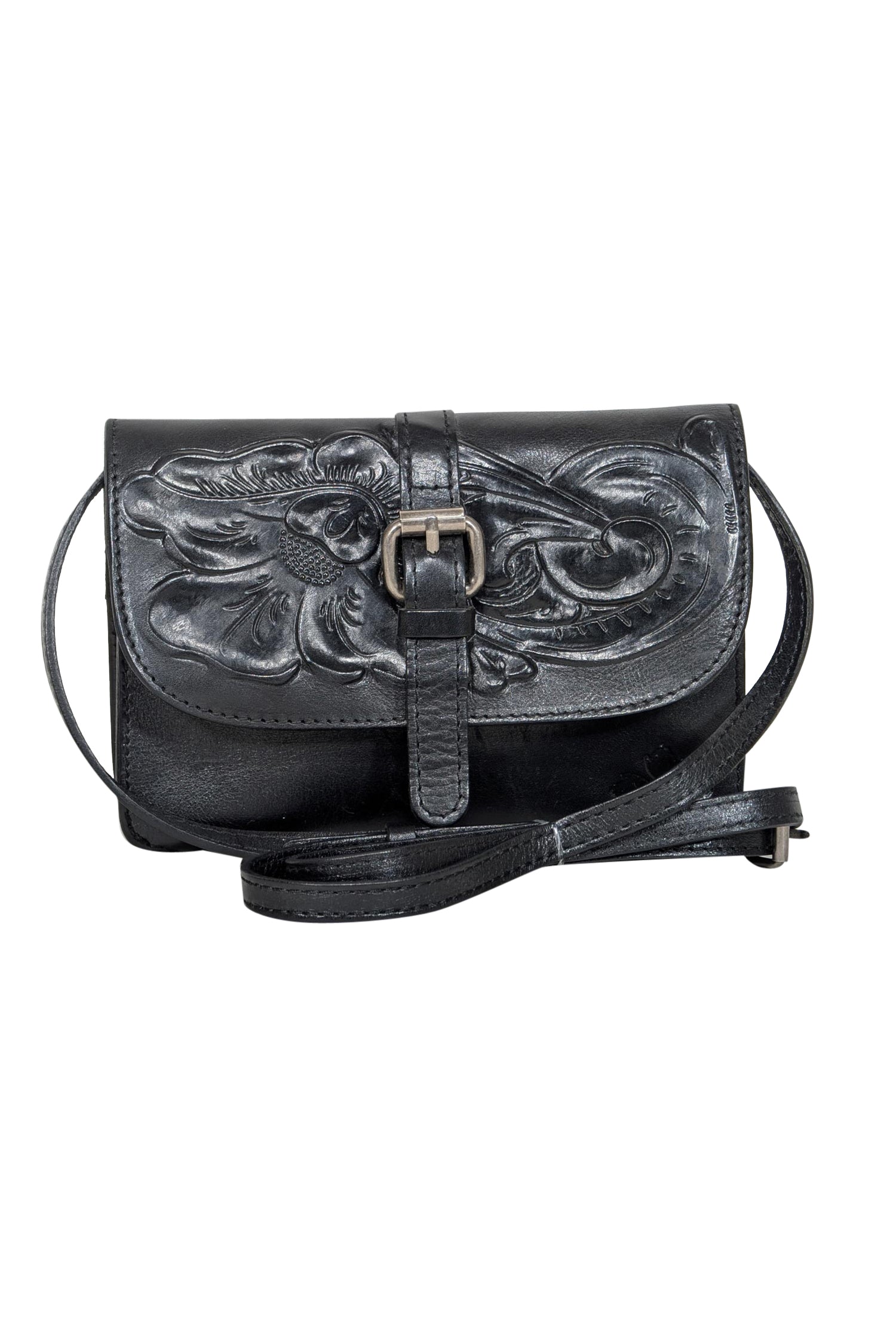 Patricia Nash - Stunning Black Leather Crossbody Bag for Rodeo Lovers