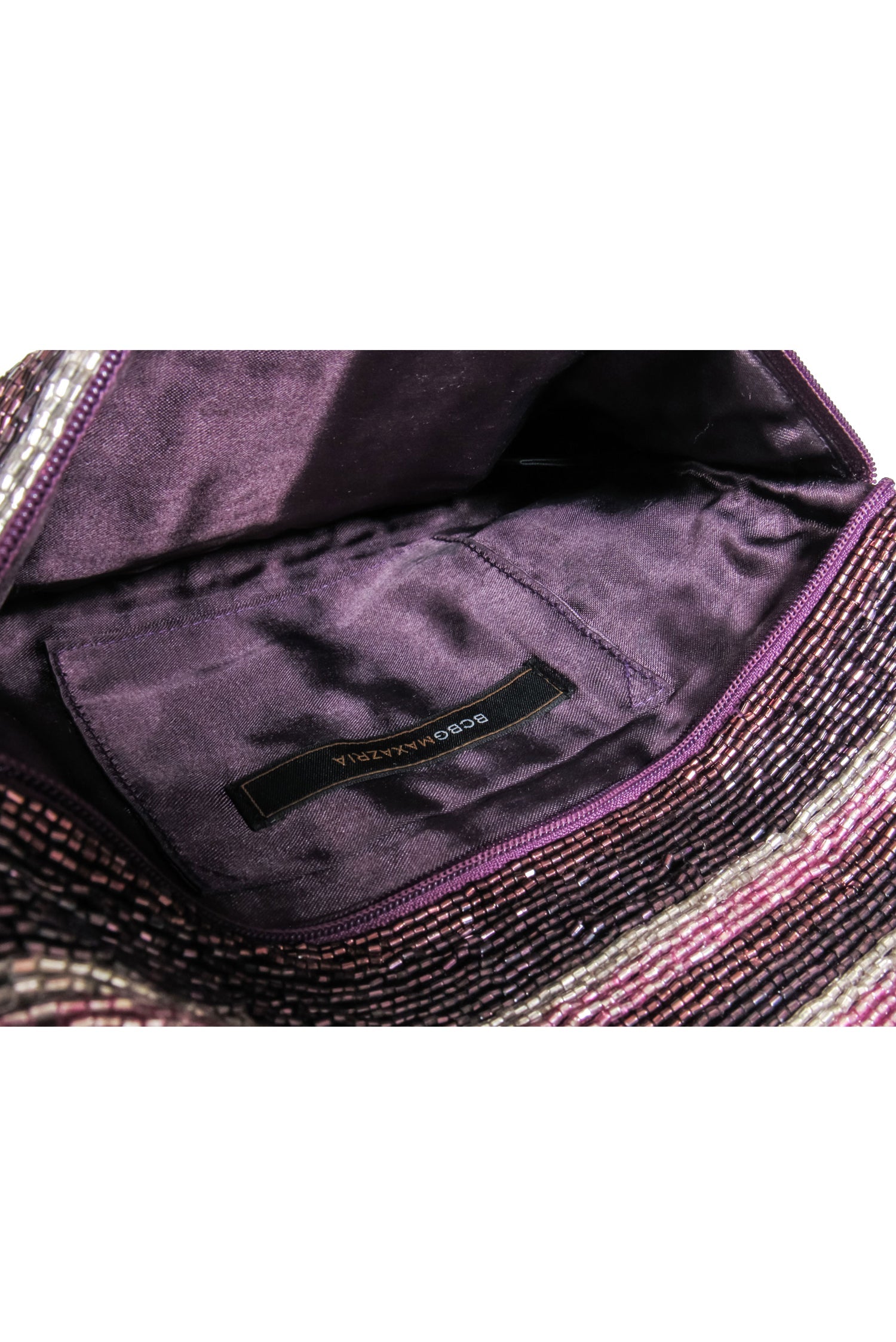 BCBG Max Azria - Stunning Purple & Beige Beaded Fold-Over Clutch