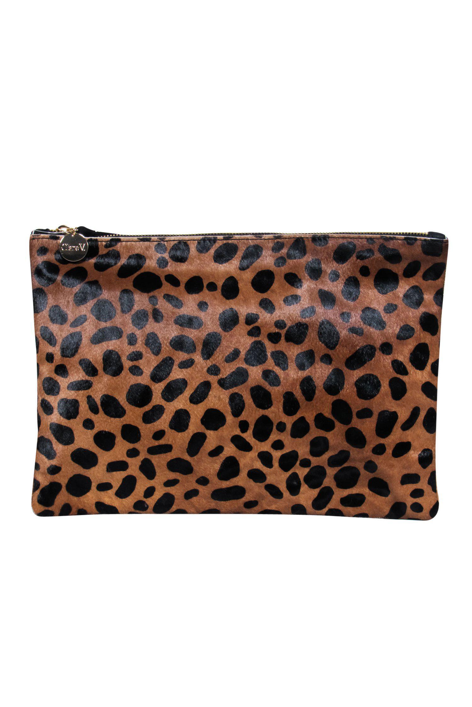 Clare V. - Exquisite Black & Brown Ponyhair Leopard Spotted Zipper Pouch