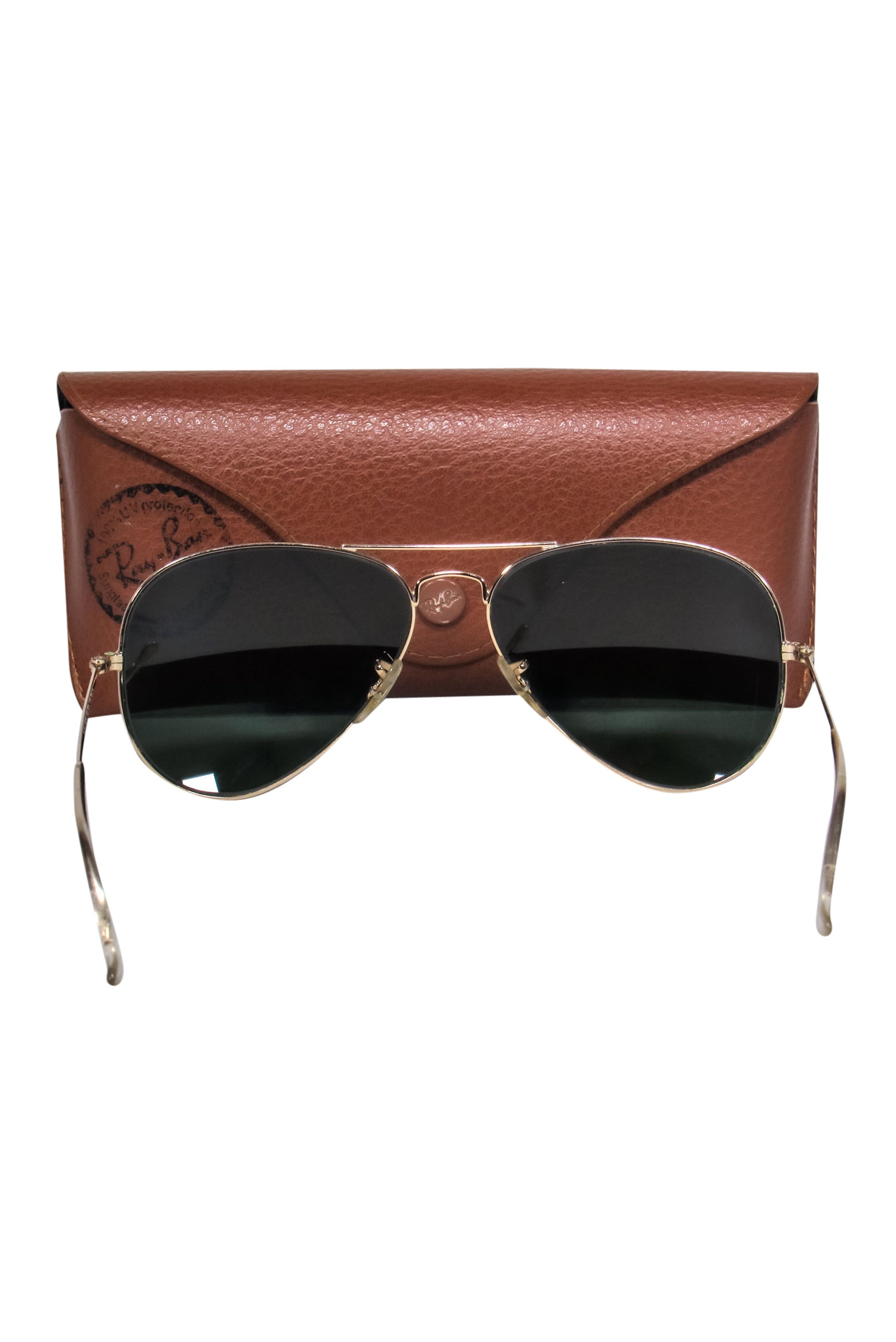 Ray-Ban Gold Aviator Sunglasses with Stunning Greenish Blue Tint