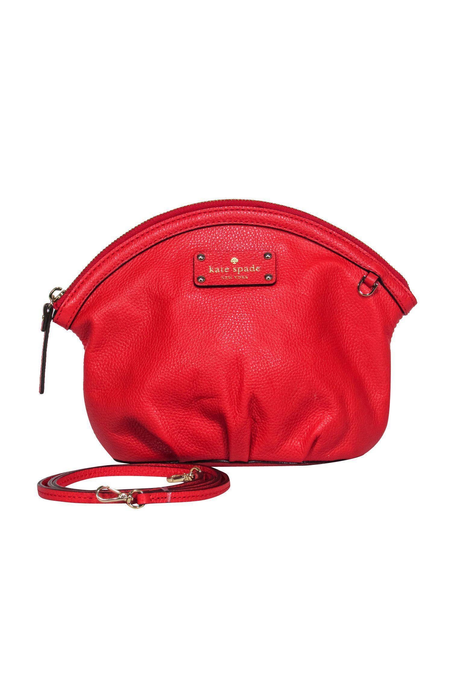 Kate Spade Red Pebbled Leather Mini Domed Crossbody - A Fashionable Essential