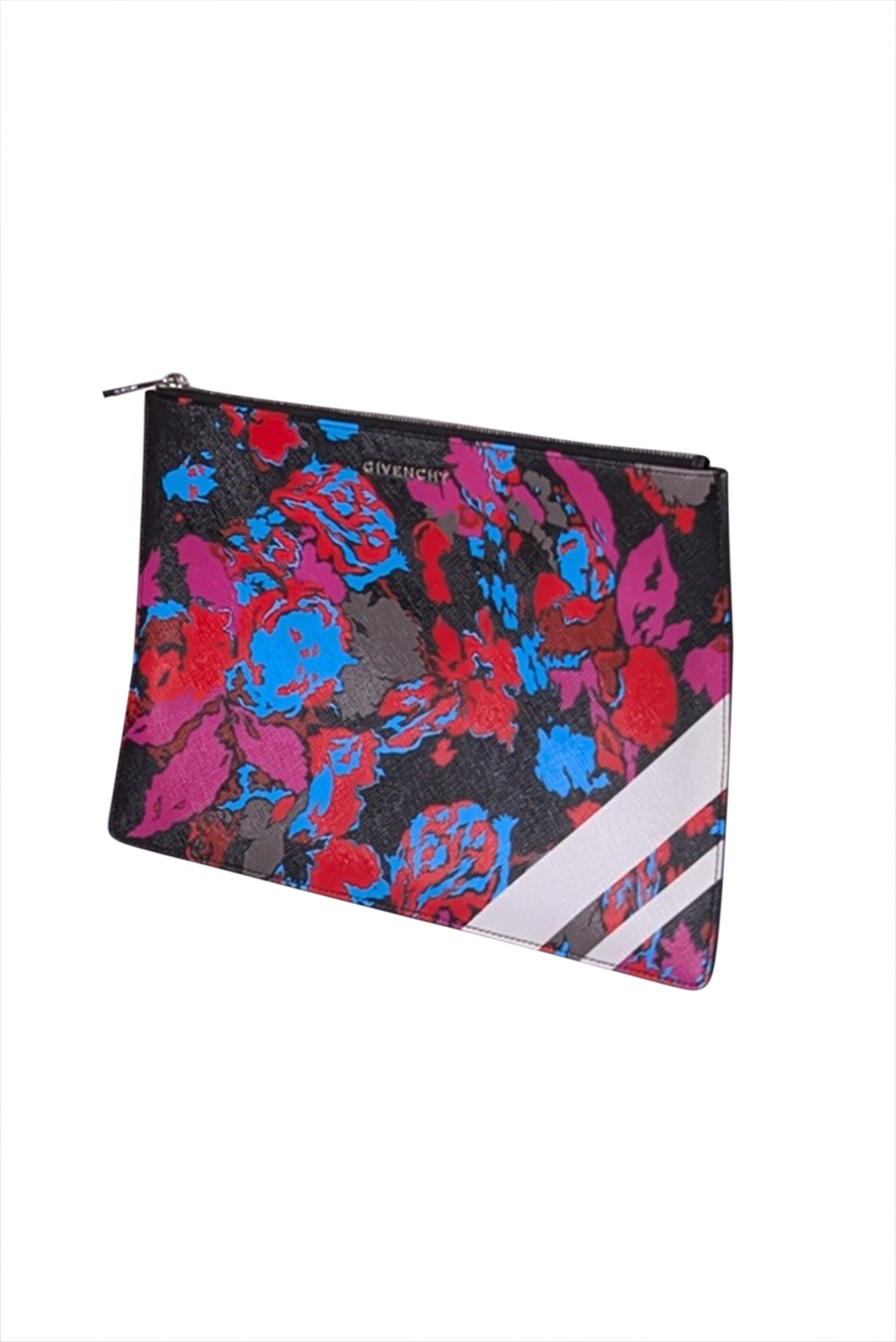 Givenchy - Stunning Black & Multi-Color Floral Print Zipper Clutch