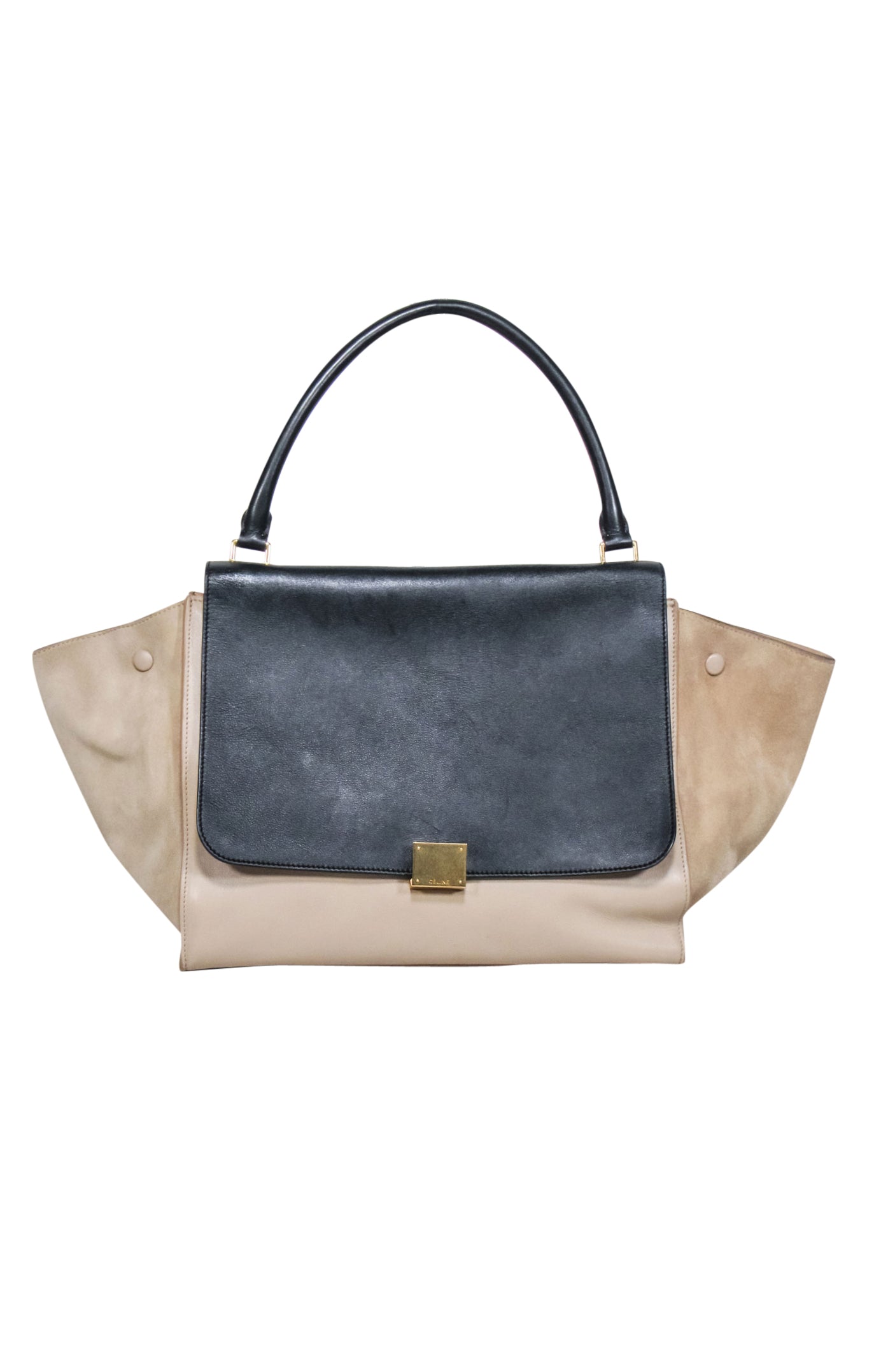 Celine - Stunning Beige & Black Large Trapeze Tote Bag