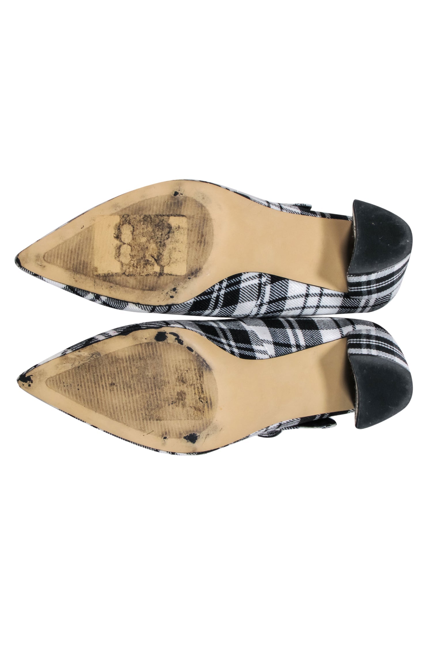 Marc Fisher's Stunning Black & White Plaid Mary-Jane Pumps with Buckle - Size 7.5