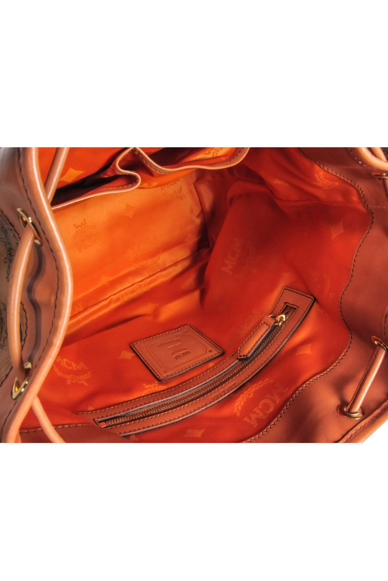 MCM Tan Dessau Medium Visetos Bucket Bag - A Chic Fashion Essential