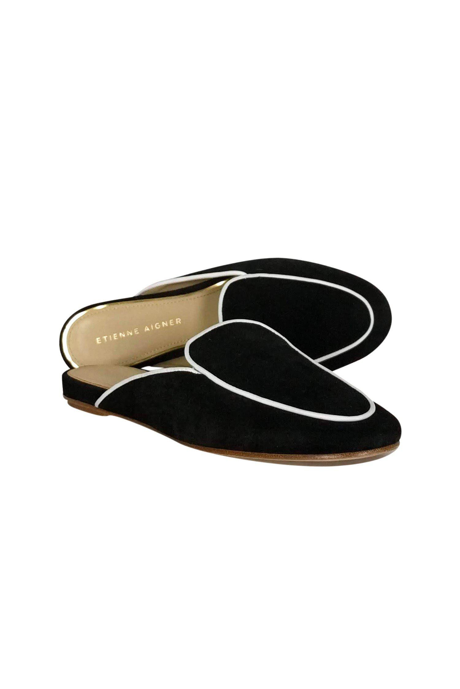Etienne Aigner's Stylish Black Suede Slide Sandals - Size 6