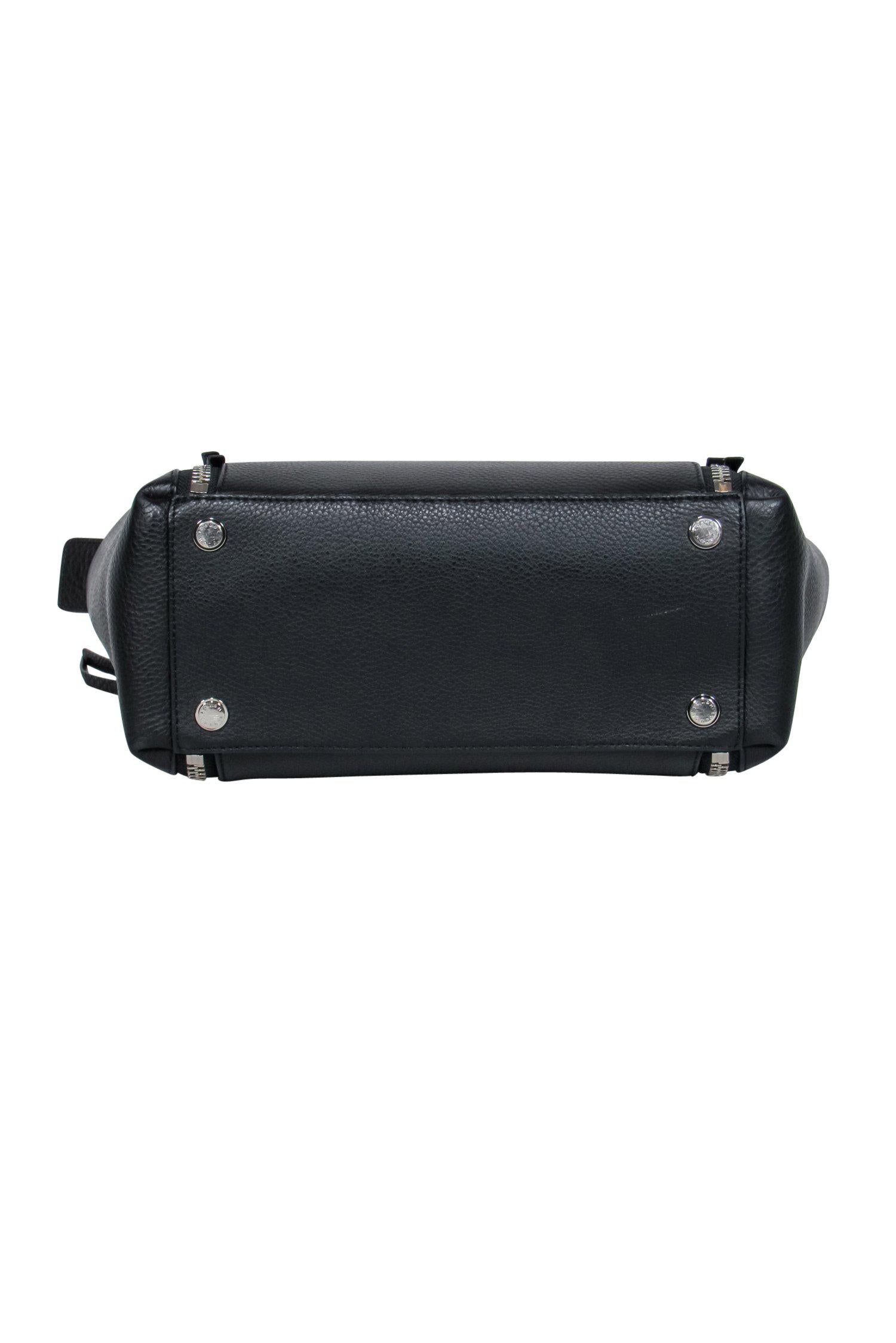 Henri Bendel - Stylish Black Pebbled Leather Convertible Satchel with Toggle