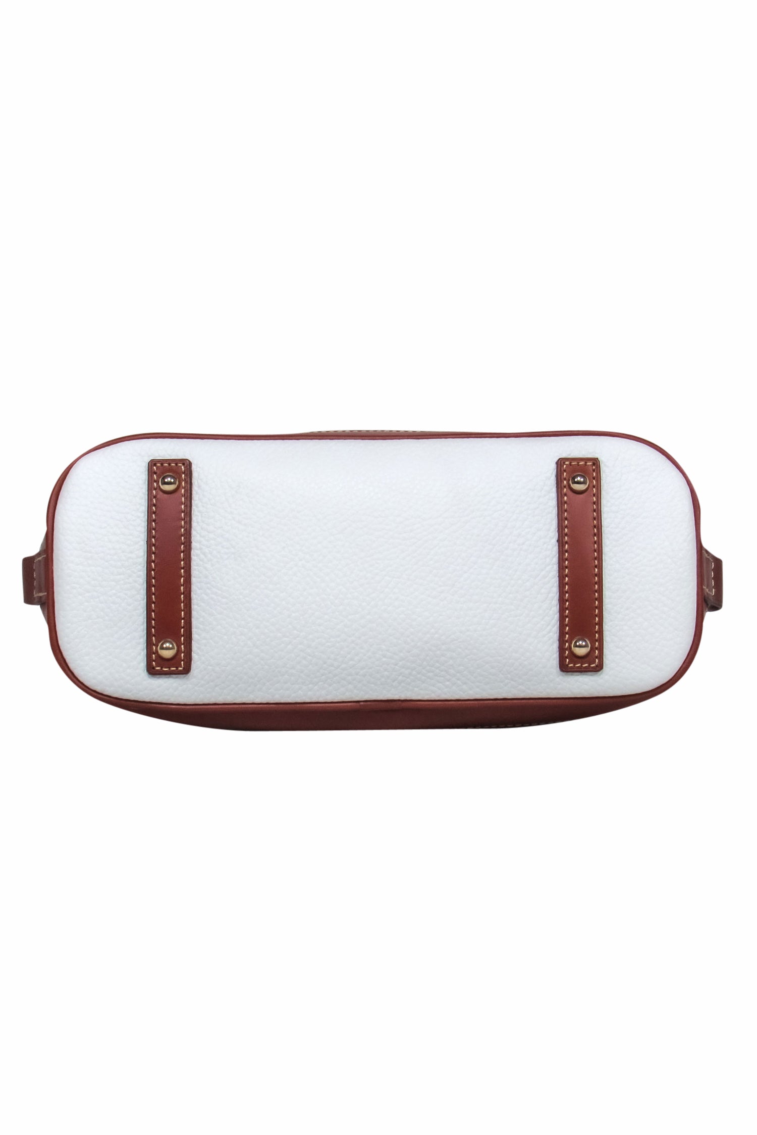 Dooney & Bourke - Stunning White Leather Bowler Bag with Tan Trim