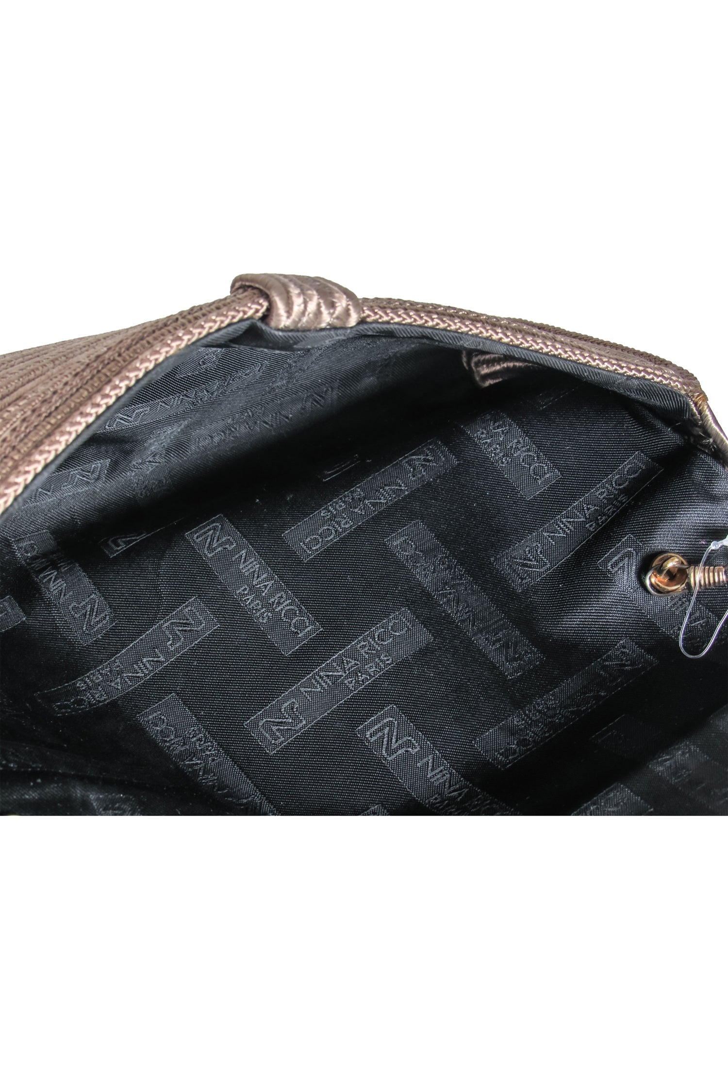 Nina Ricci's Glamorous Bronze Braided Fold-Over Crossbody Bag with Leather Strap