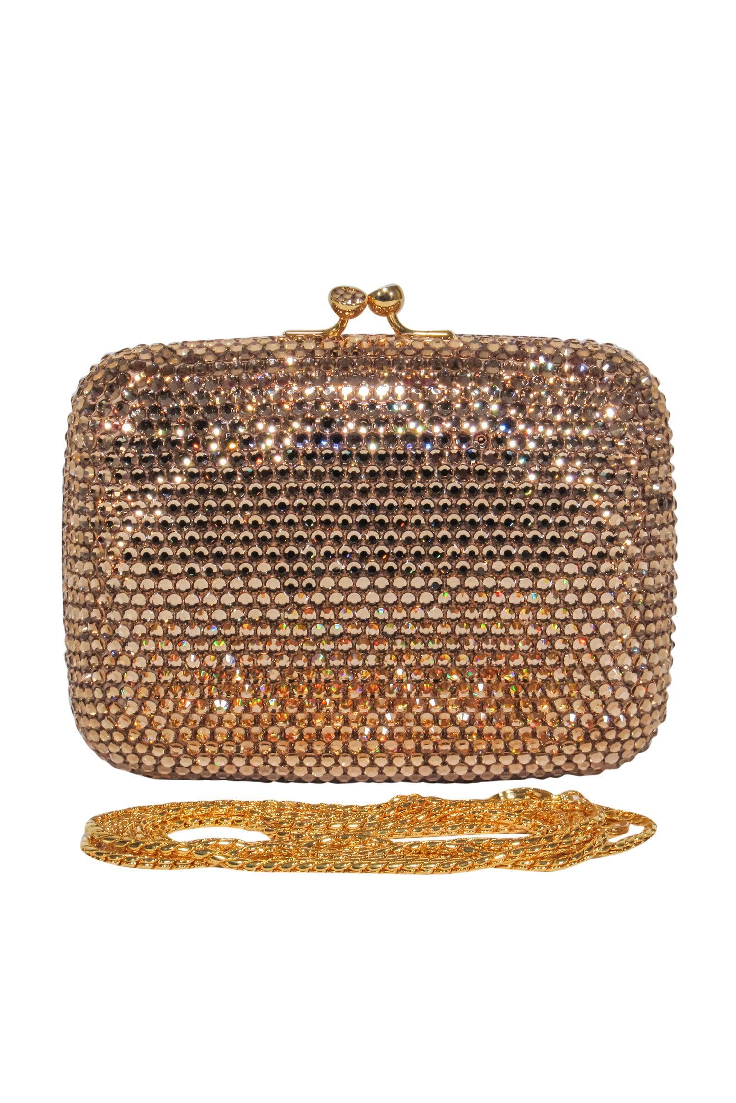 Judith Leiber Crystal Mini Clutch: A Glamorous Gold-Chain Accessory