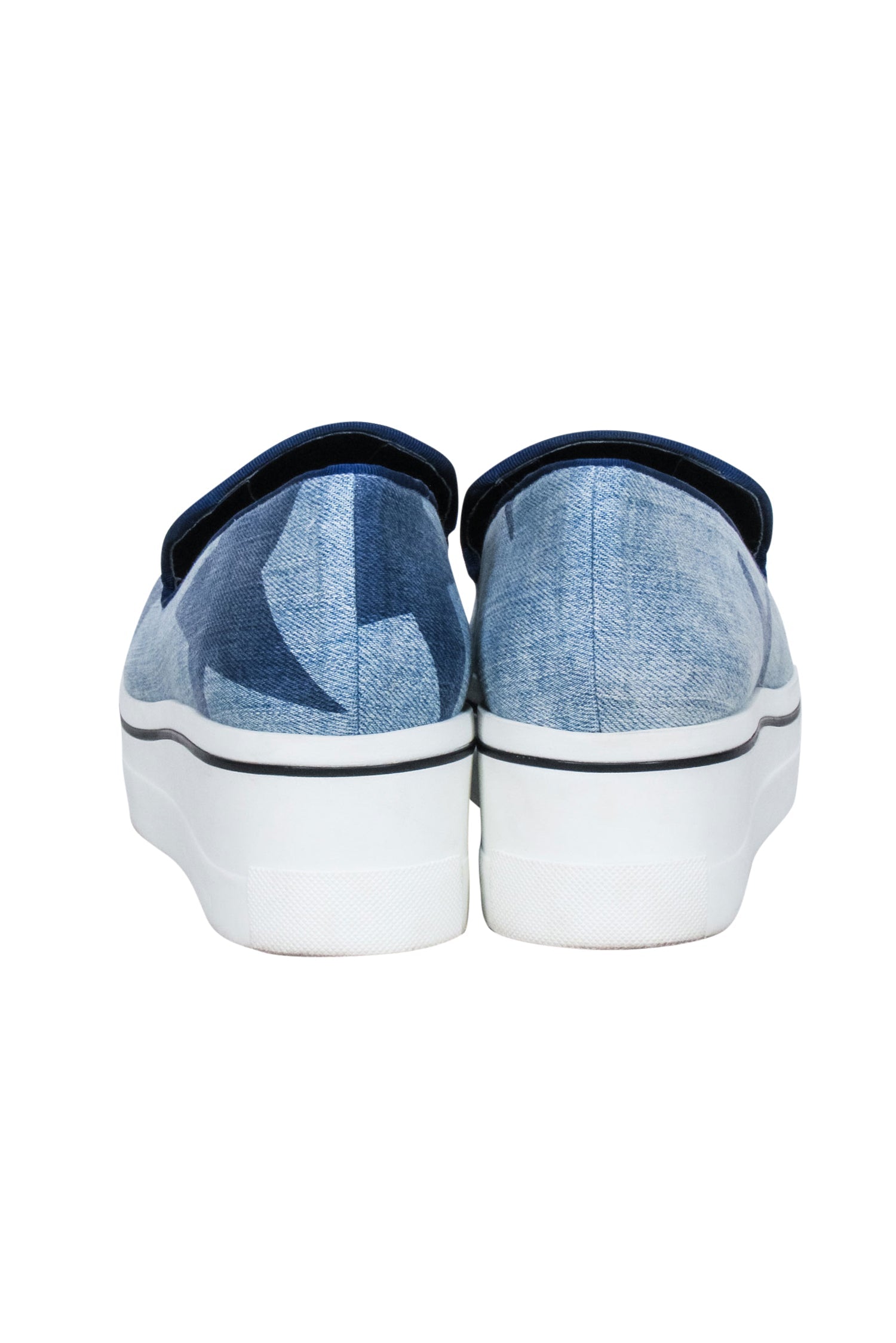 Stella McCartney Blue Denim Chambray Star Print Platform Loafers - Size 11: A Summer Fashion Must-Have
