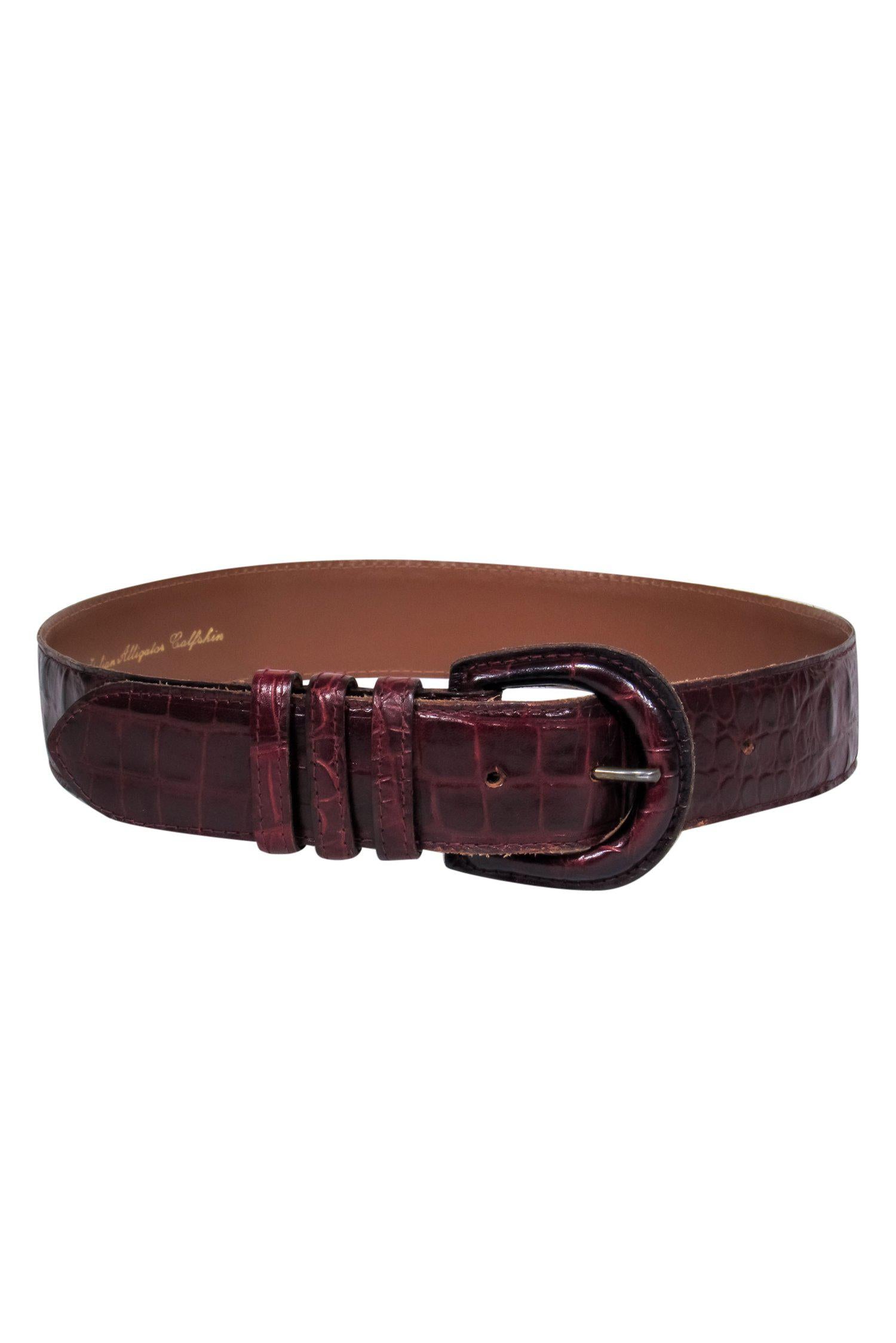 Exquisite Brown Italian Alligator Leather Belt - Size S