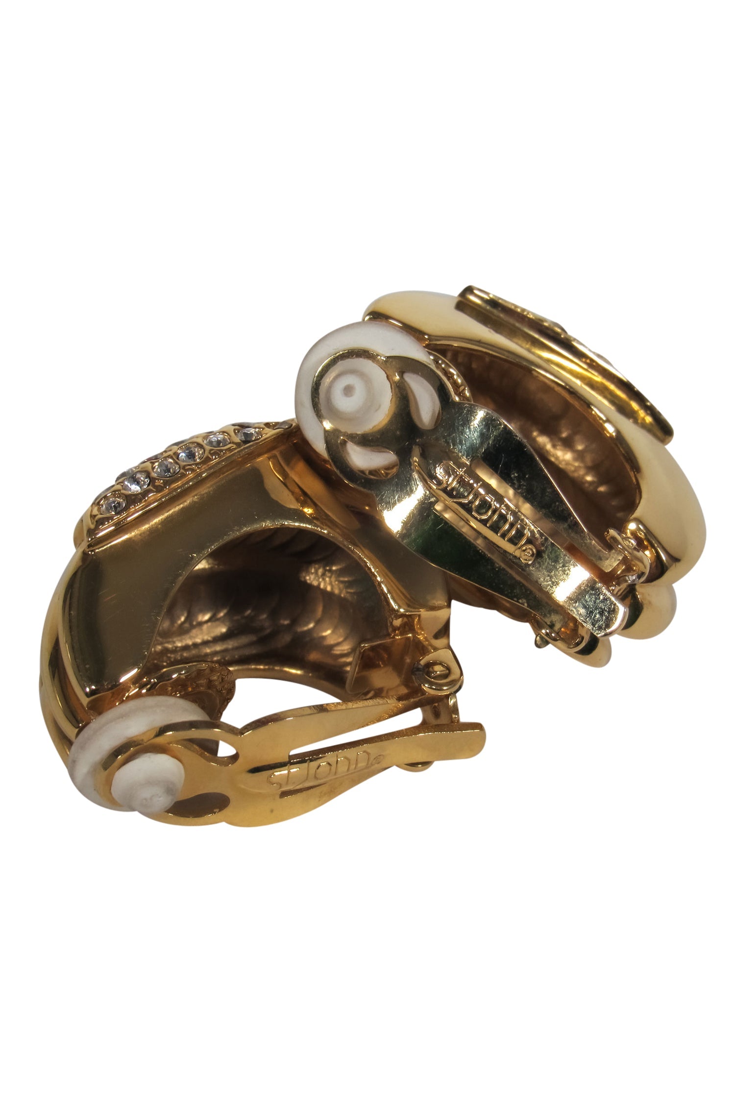 St. John Gold Clip-On Earrings with Crystal Embellished Bow: A Timeless Elegance