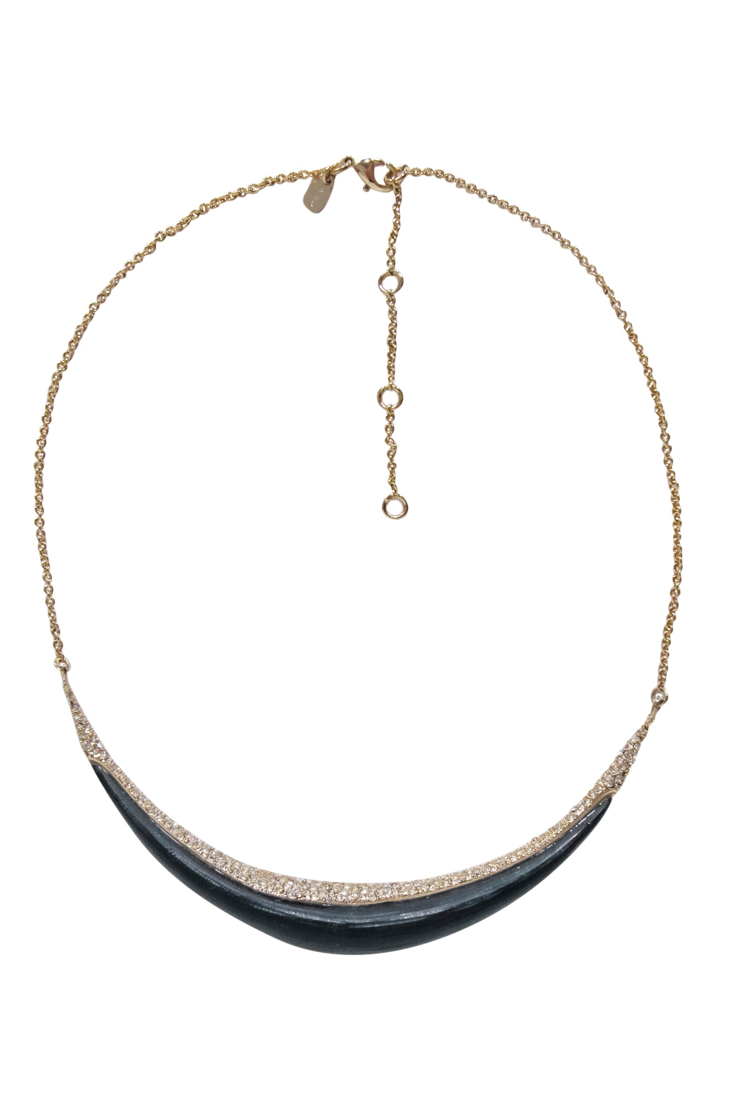 Alexis Bittar - Enchanting Black Lucite Crescent Necklace with Rhinestone Details