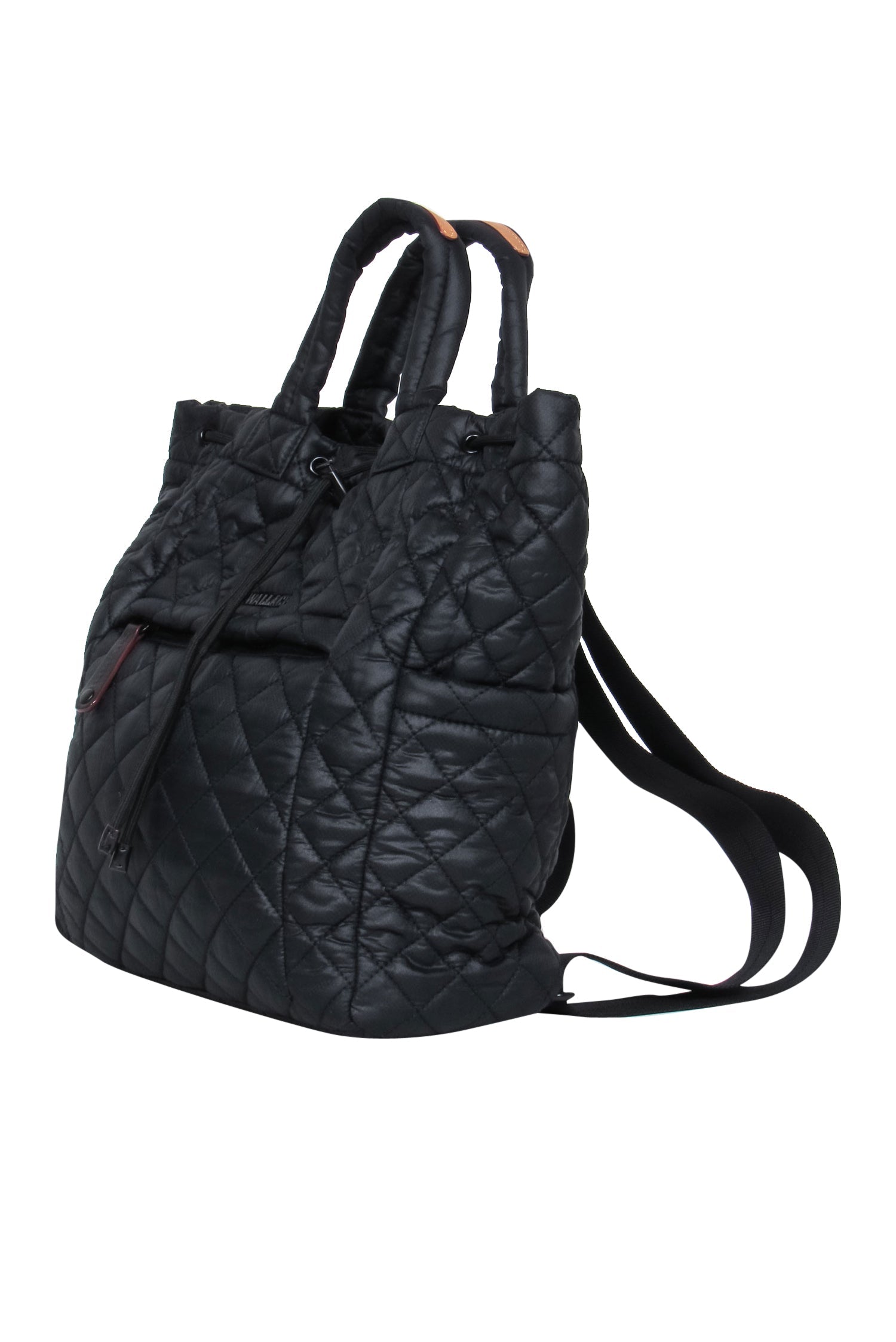 MZ Wallace - Stylish Black Quilted Nylon Drawstring Backpack for Urban Adventures