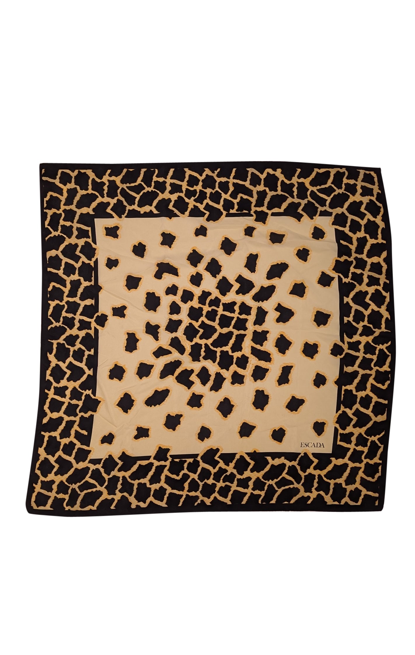 Escada - Stunning Black & Cream Leopard Print Silk Scarf